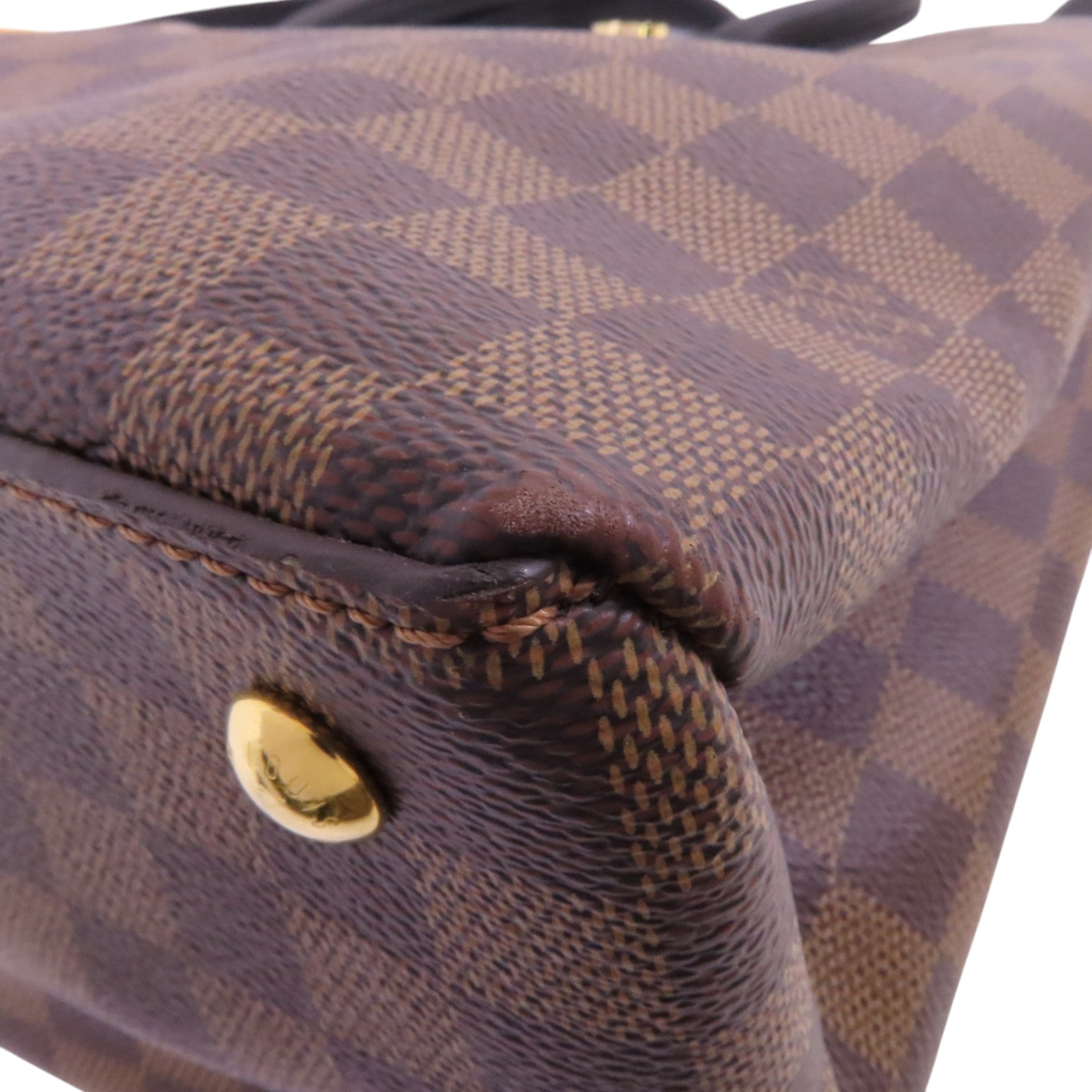 LOUIS VUITTON Damier Ebene Riverside金扣手挽肩背兩用袋