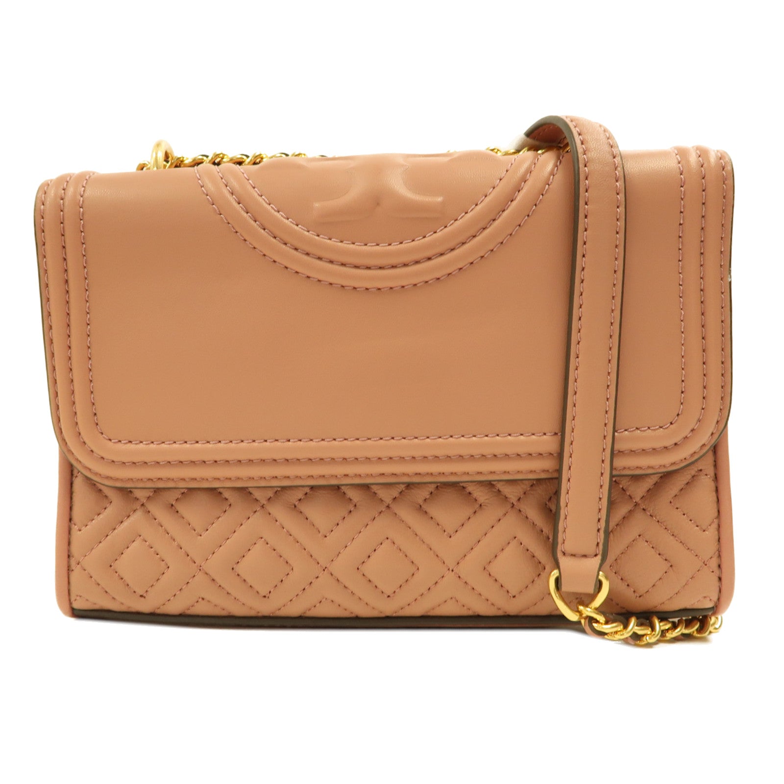Tory Burch 牛皮皮革Chain Shoulder金扣鏈帶肩背袋粉紅色