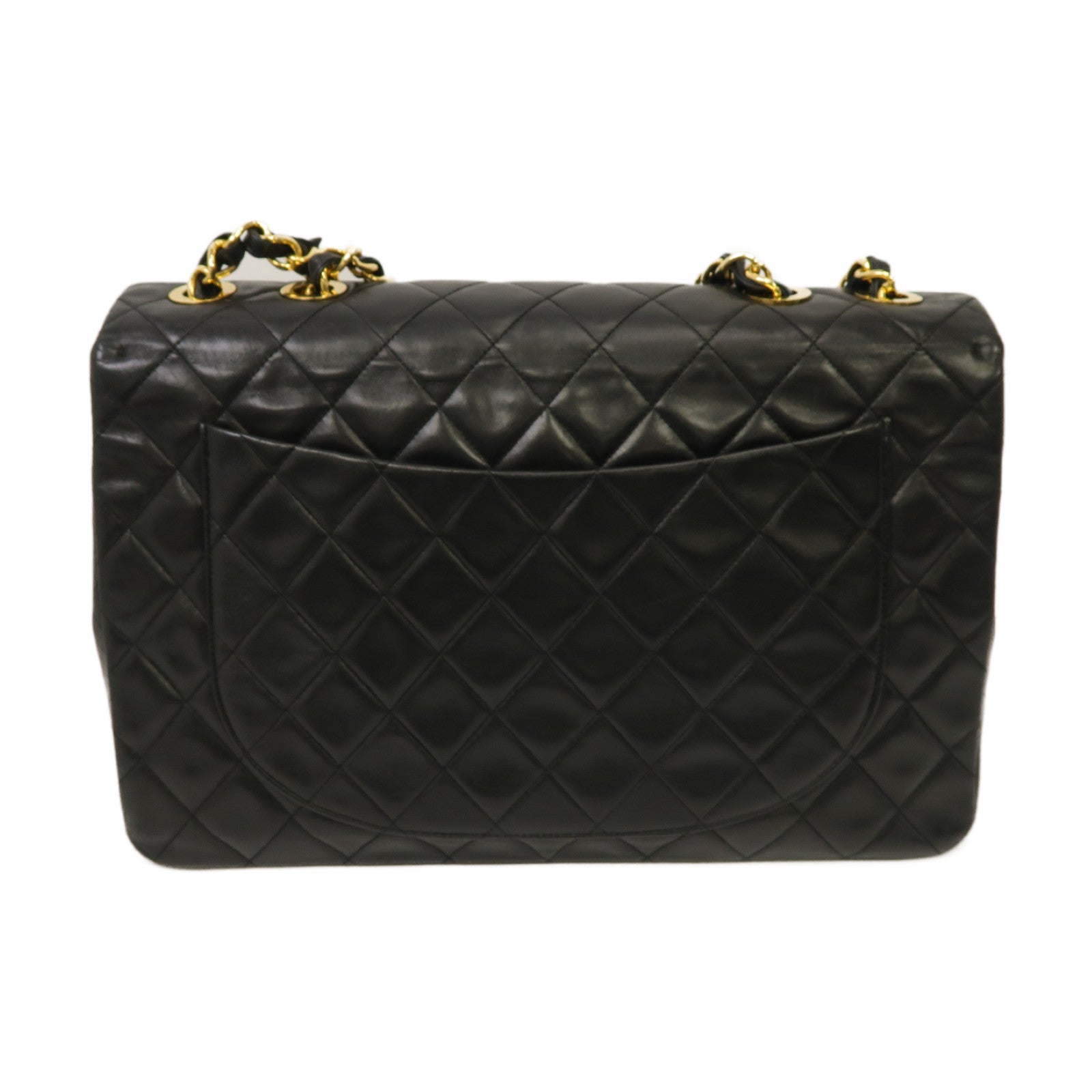 CHANEL 菱格牛皮皮革Chain Shoulder Bag金扣鏈帶肩背袋黑色