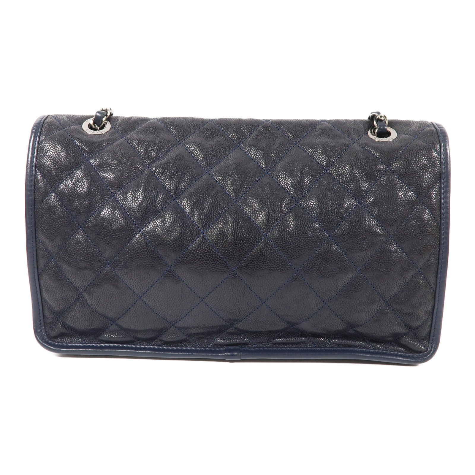 CHANEL 牛皮皮革Chain Shoulder銀扣鏈帶肩背袋