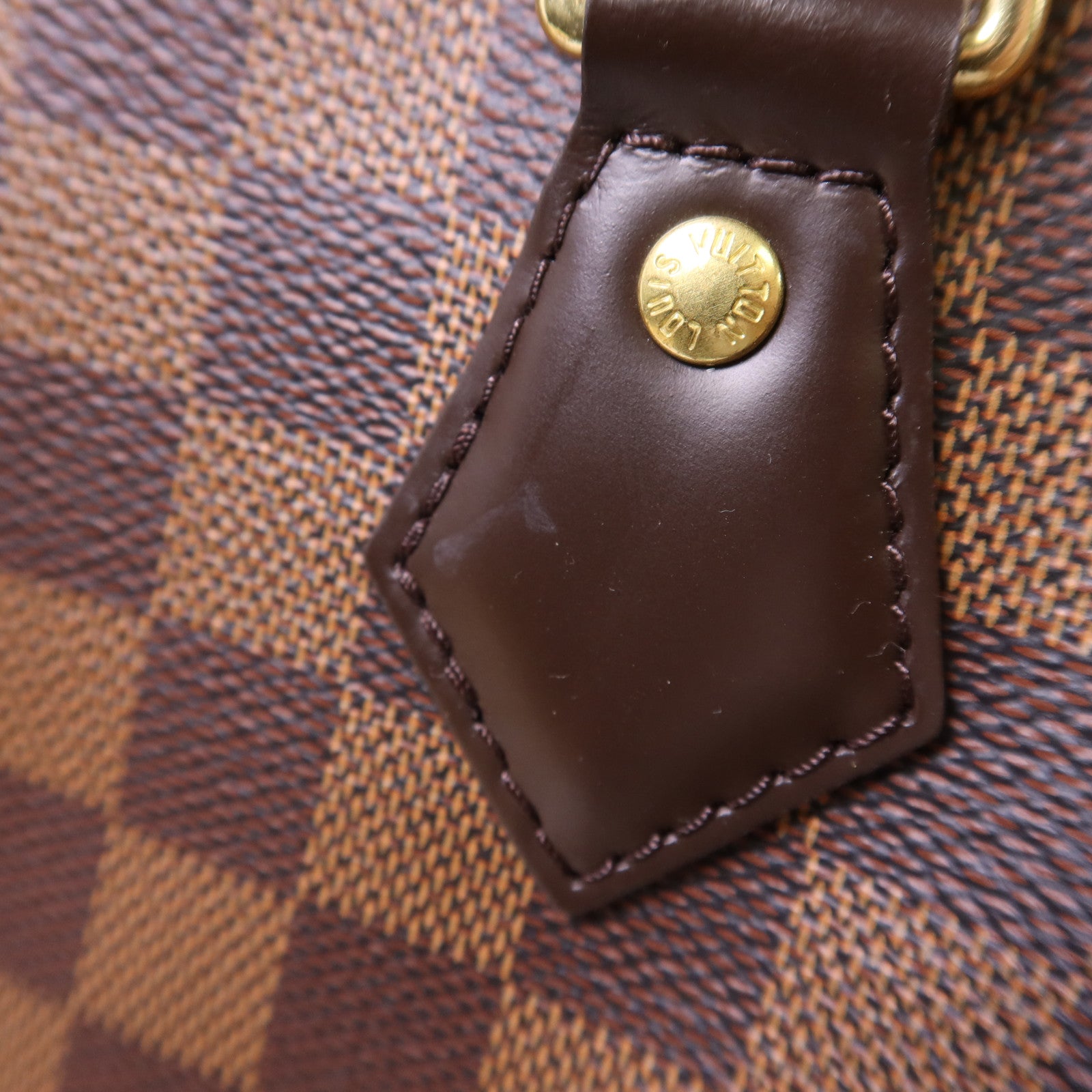 LOUIS VUITTON Damier Speedy Bandouliere 30金扣手挽肩背兩用袋棕色