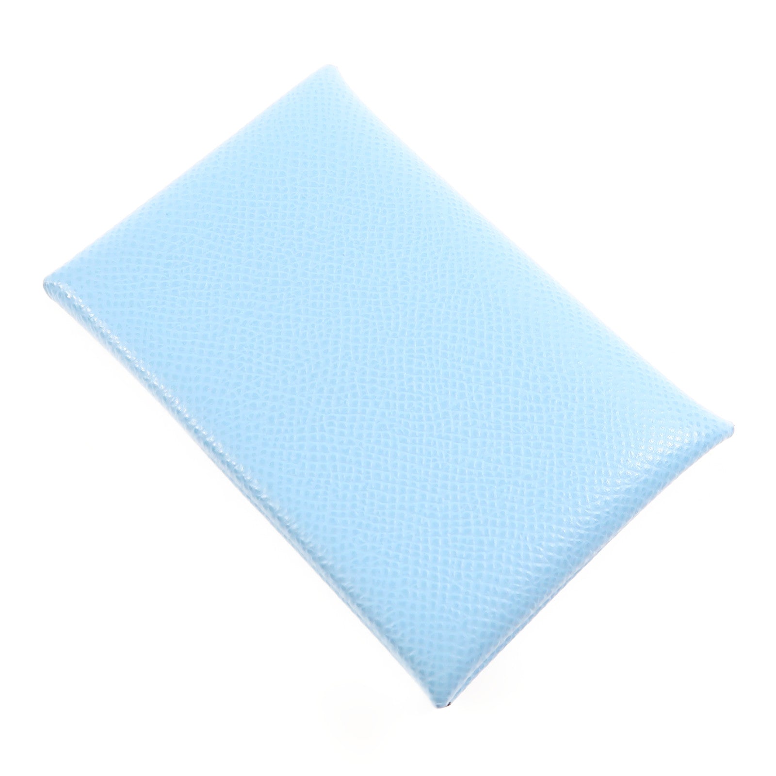 HERMES Epsom皮革Calvi銀扣卡片套Bleu Azteque