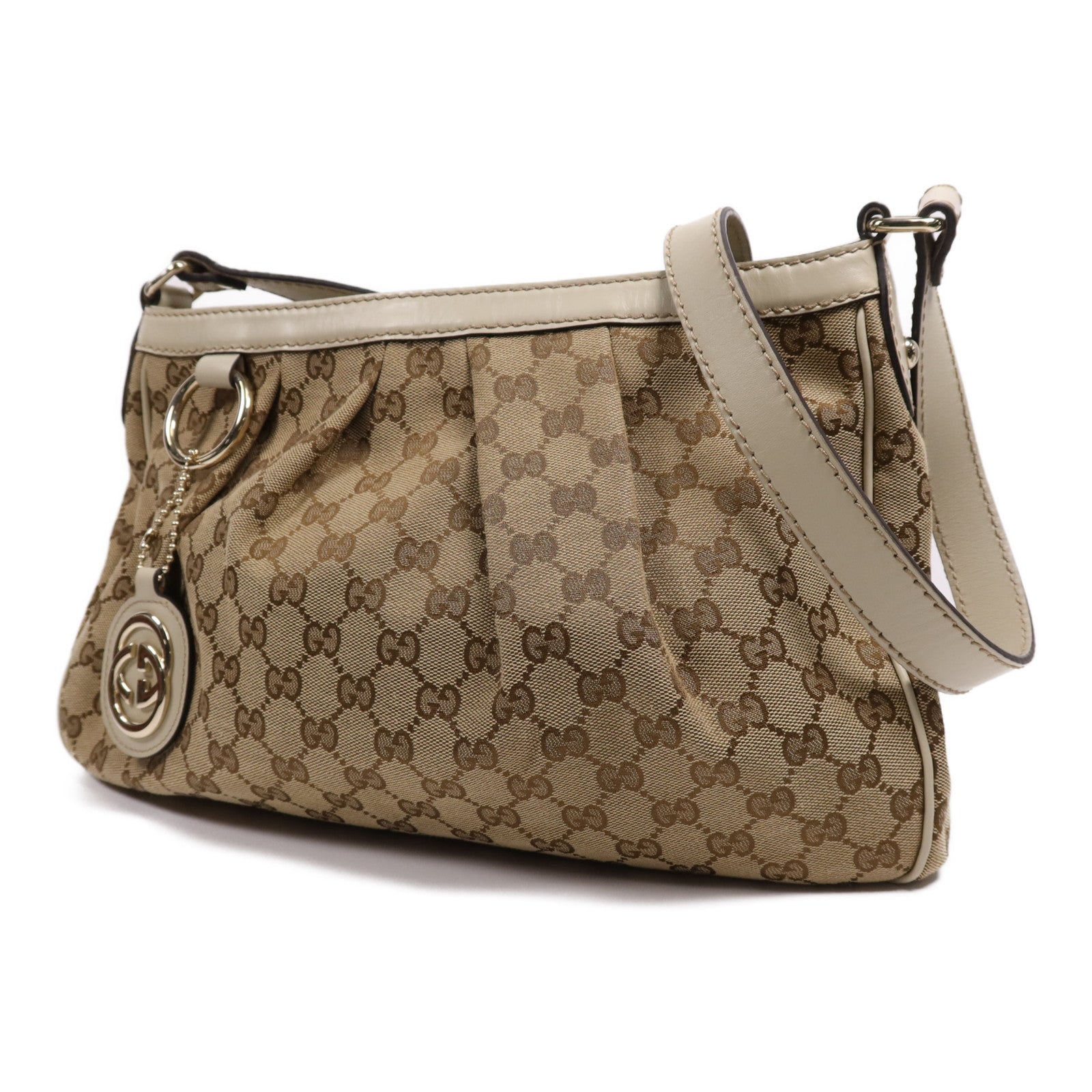 GUCCI 帆布Shoulder Bag金扣肩背袋