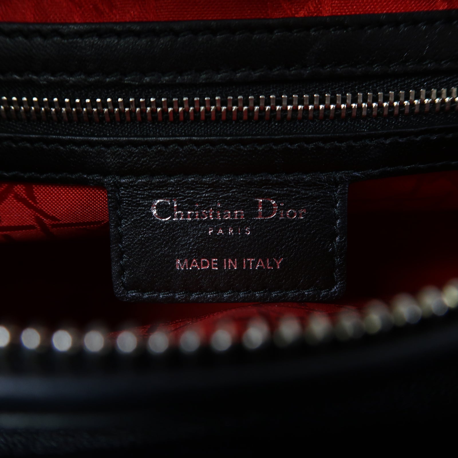 Dior 羊皮皮革Lady Dior銀扣手挽肩背兩用袋黑色
