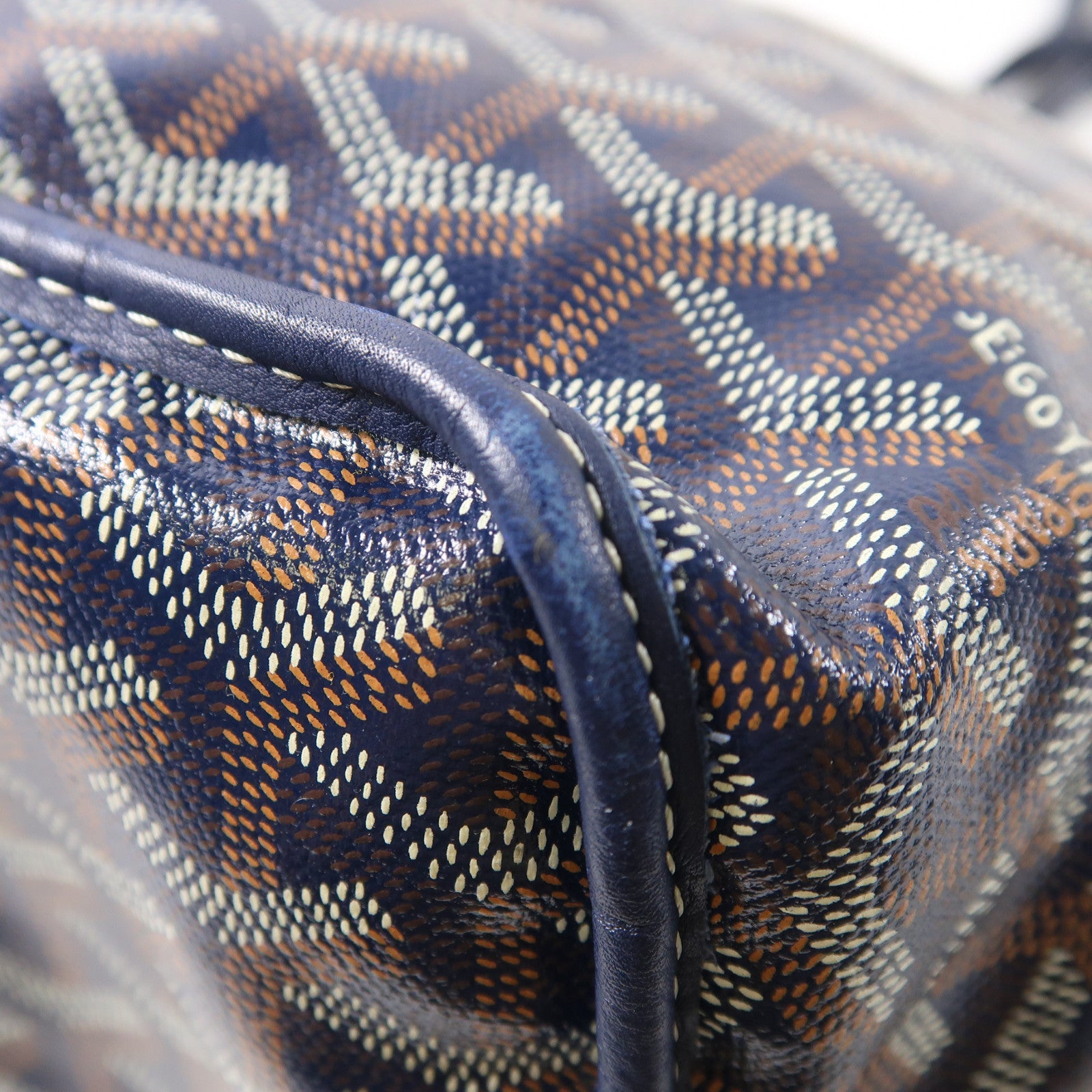 GOYARD 塗層帆布Anjou銀扣手挽袋/肩背袋深藍色