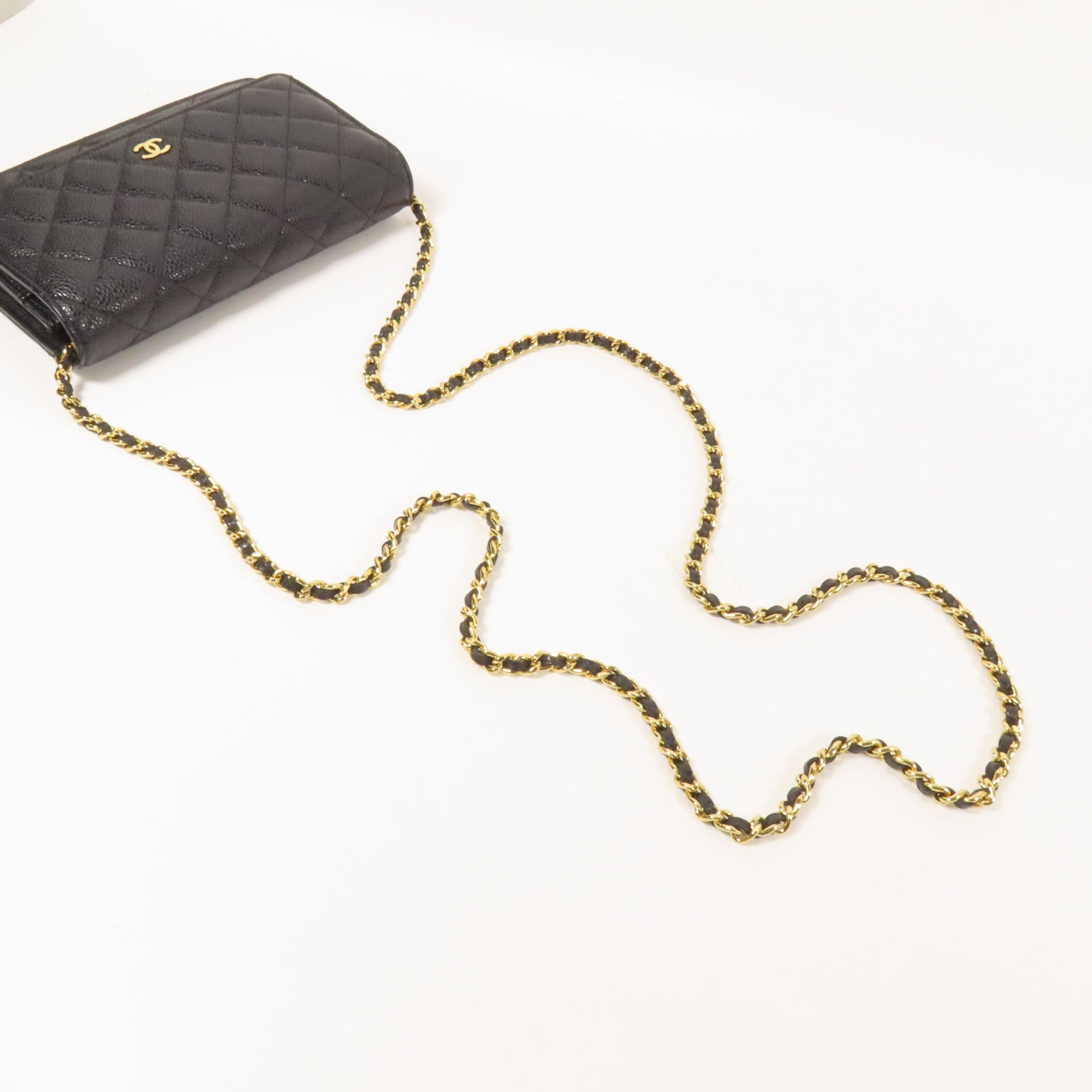 CHANEL 牛皮皮革WOC Wallet On Chain金扣鏈帶肩背袋