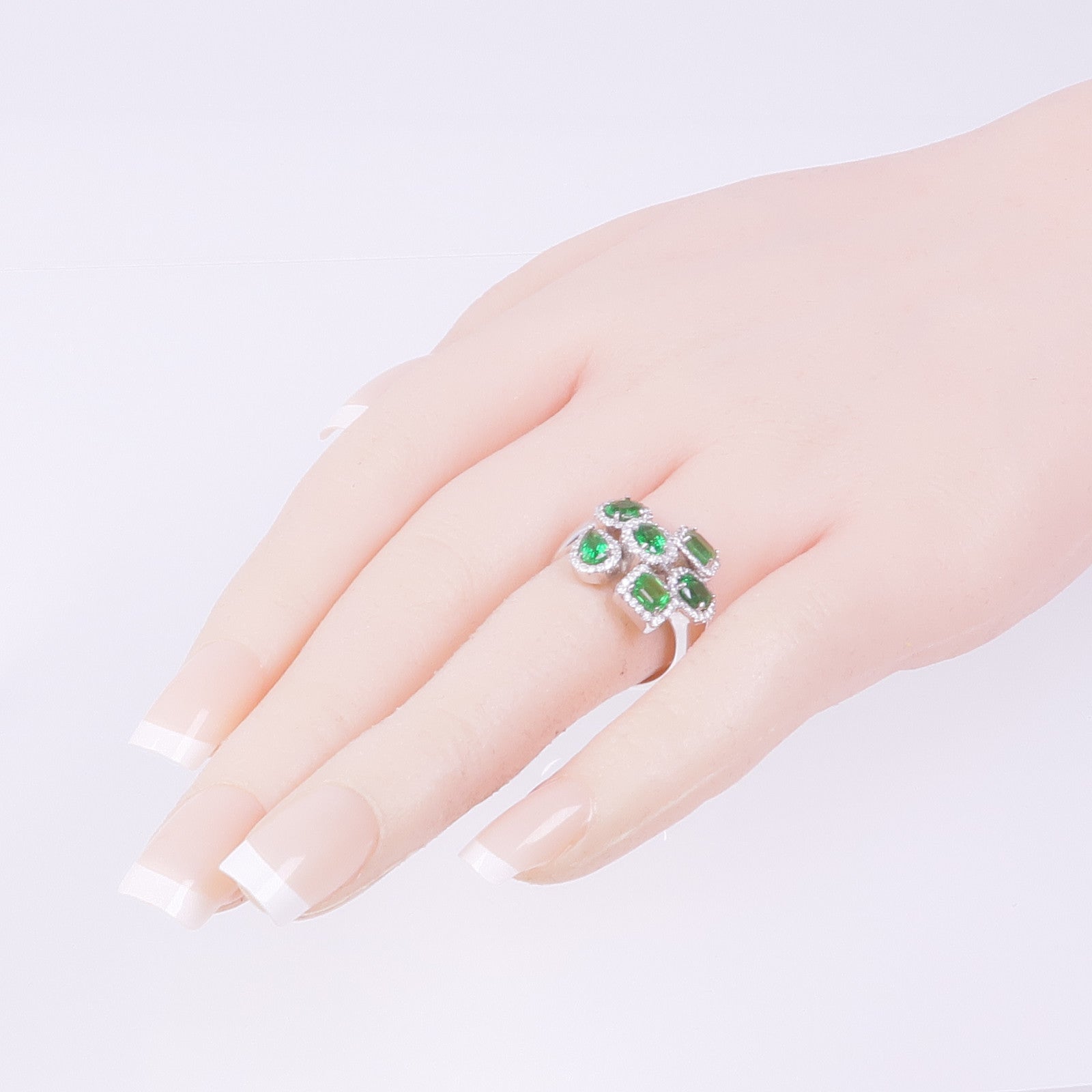 JEWELRY 14K白金Diamond Crystal Ring鑽石/水晶戒指US#7