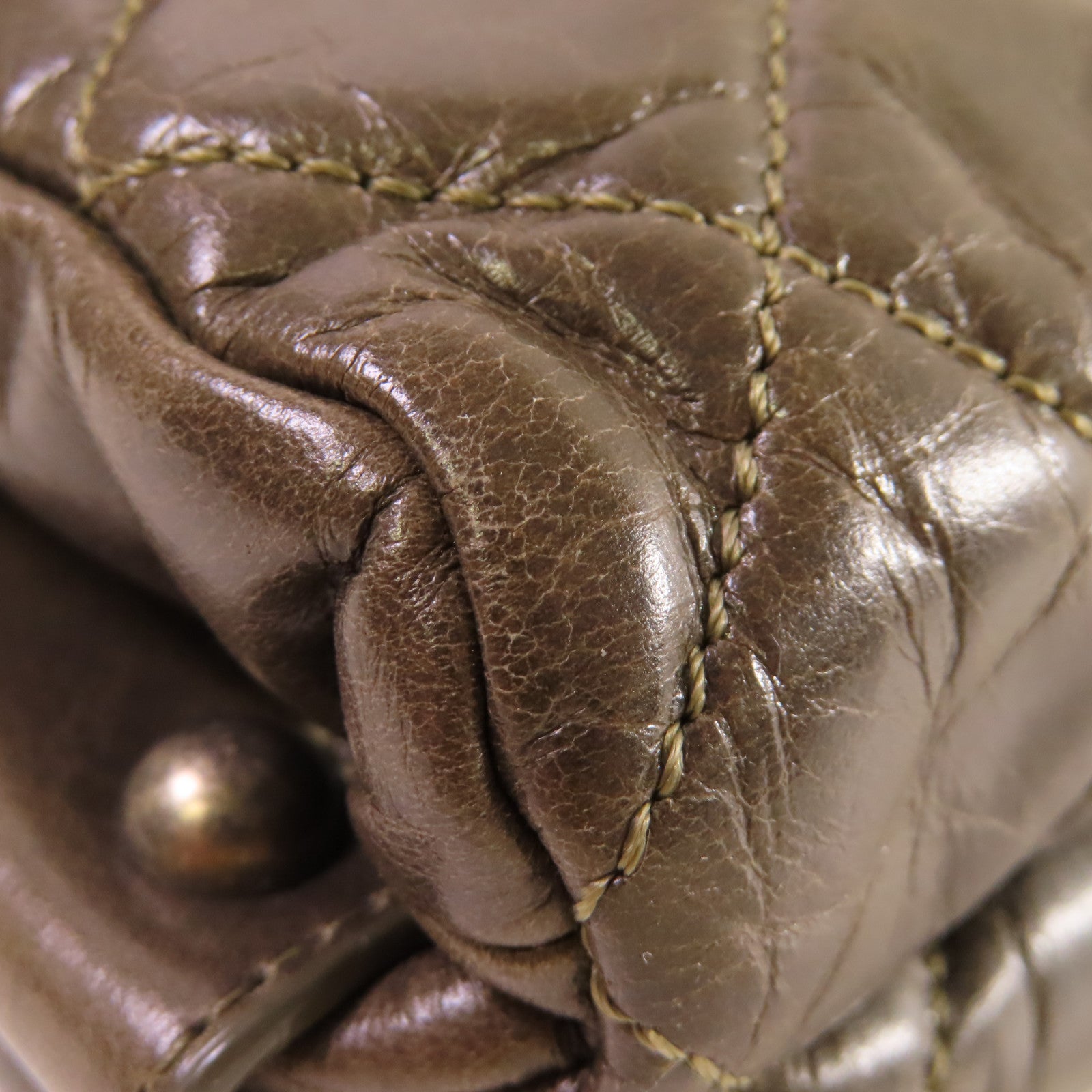 CHANEL 【清倉大減價】菱格牛皮皮革Chain Shoulder Bag銀扣鏈帶肩背袋啡色