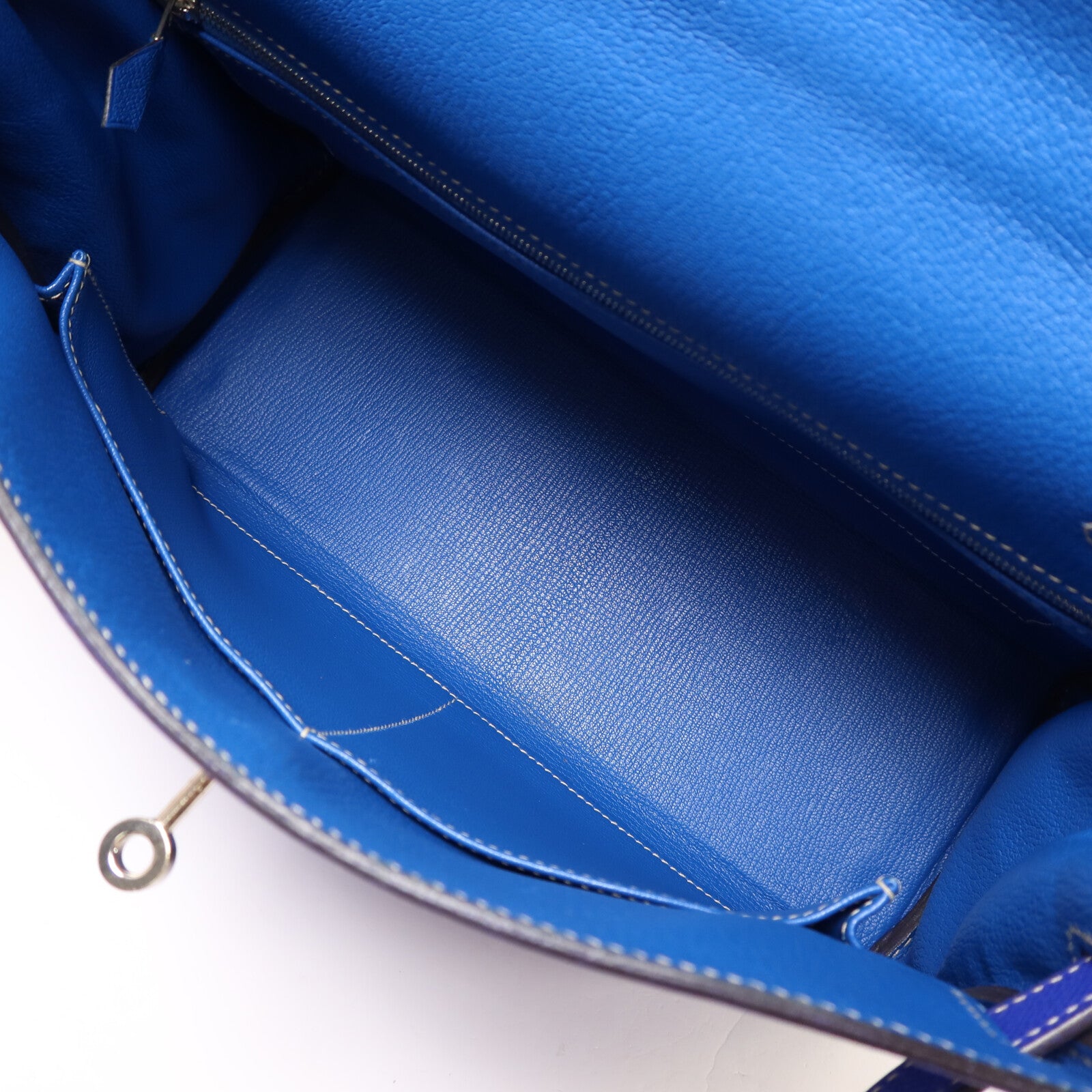 HERMES Epsom皮革Kelly 32手挽肩背兩用袋Bleu Electrique