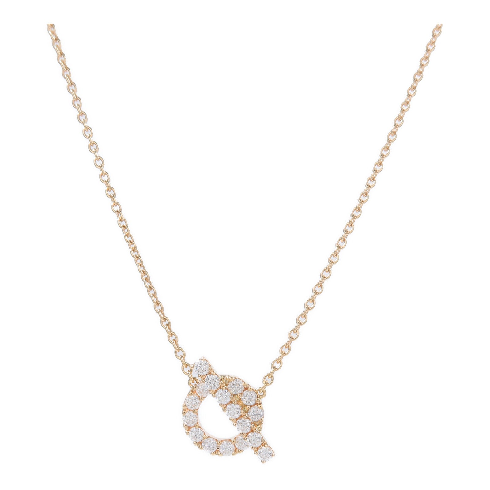 HERMES 18K玫瑰金Finesse Pendant鑽石項鍊