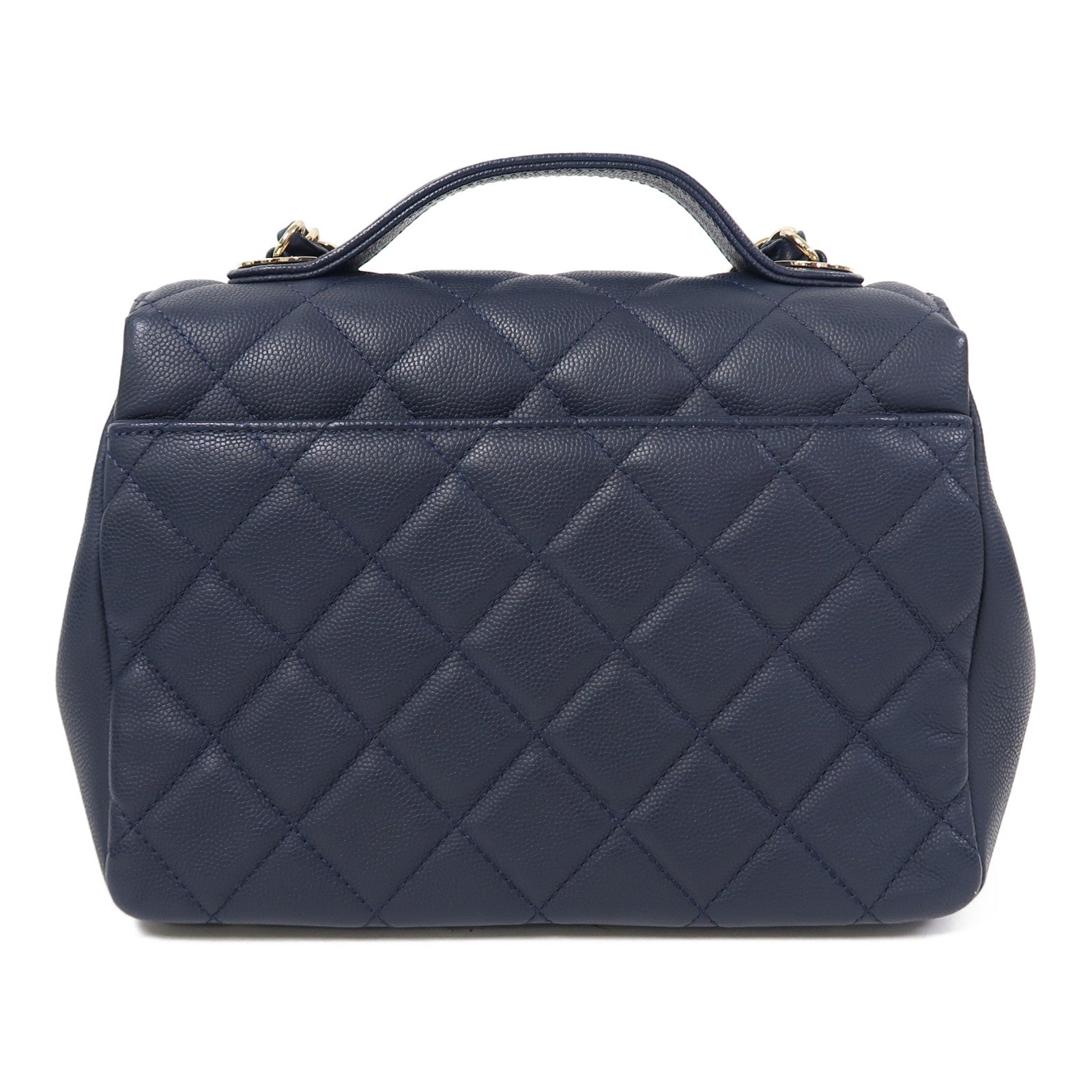 CHANEL 菱格牛皮皮革Shoulder Bag金扣鏈帶肩背袋藍色