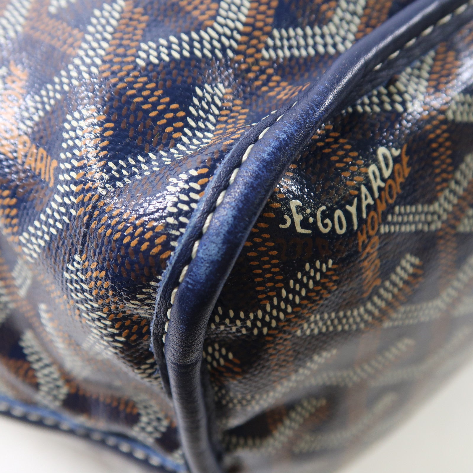 GOYARD 塗層帆布Anjou銀扣手挽袋/肩背袋深藍色