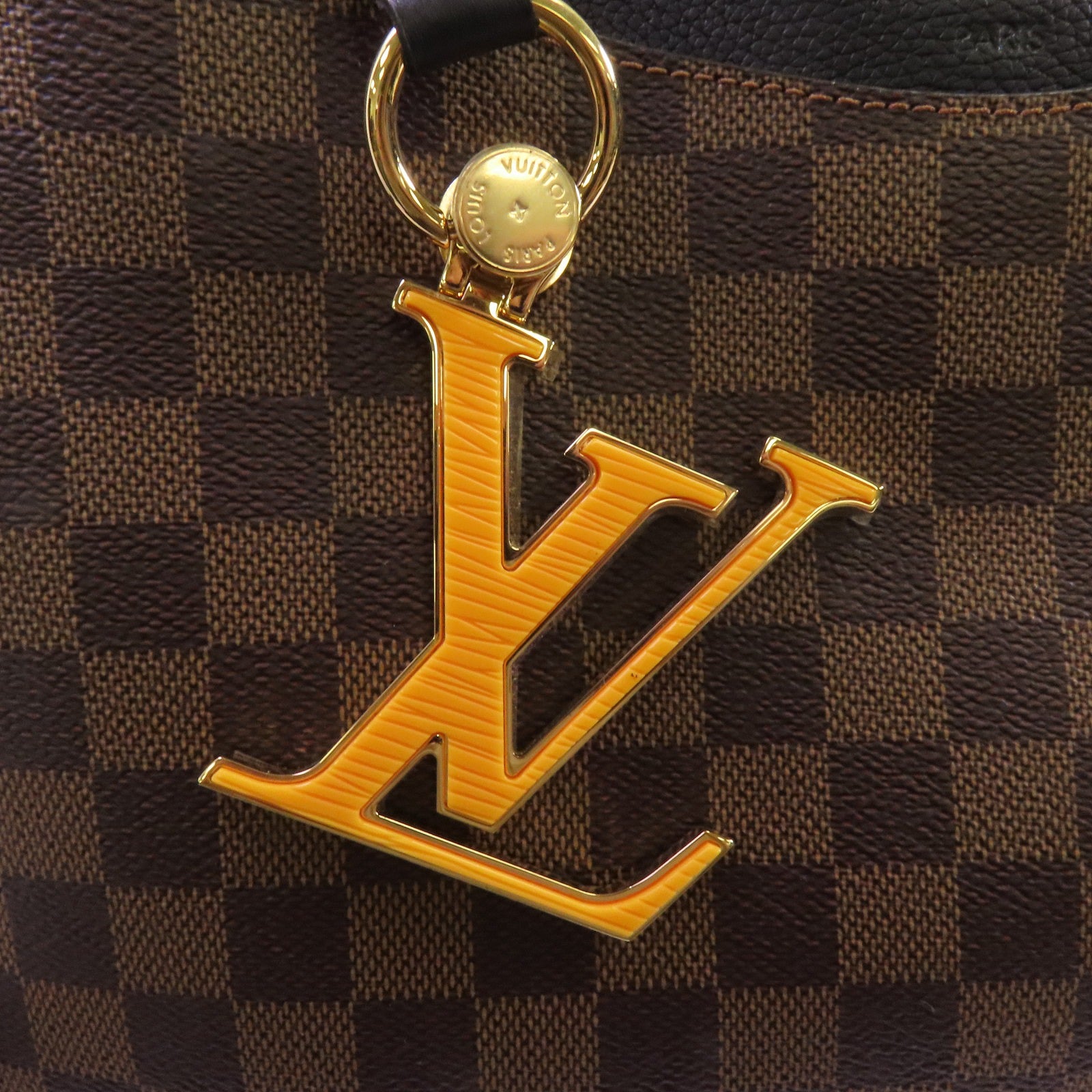 LOUIS VUITTON Damier Ebene Riverside金扣手挽肩背兩用袋