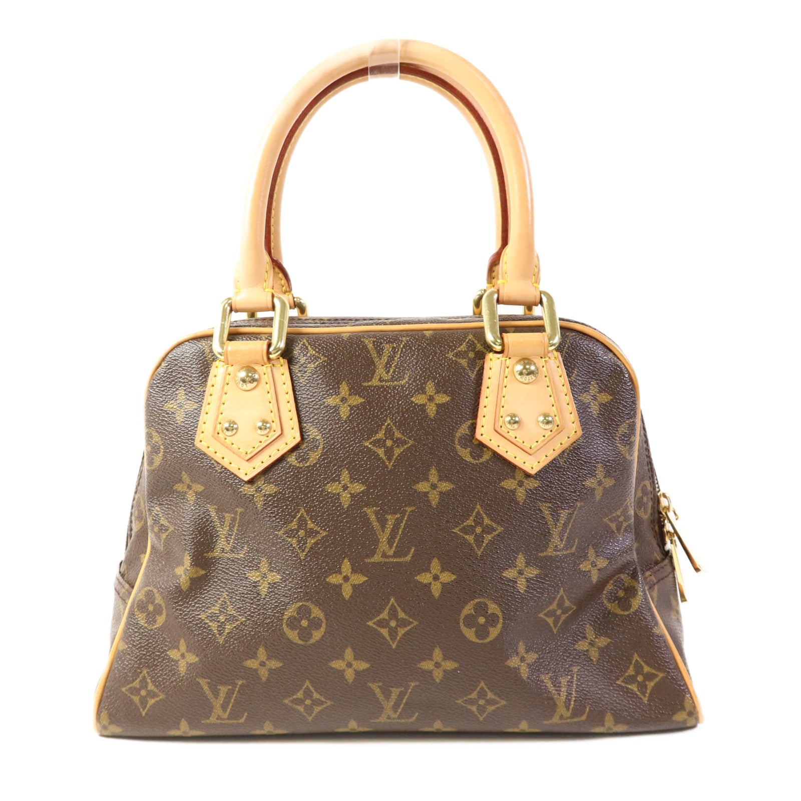 LOUIS VUITTON Monogram Manhattan PM金扣手挽袋棕色