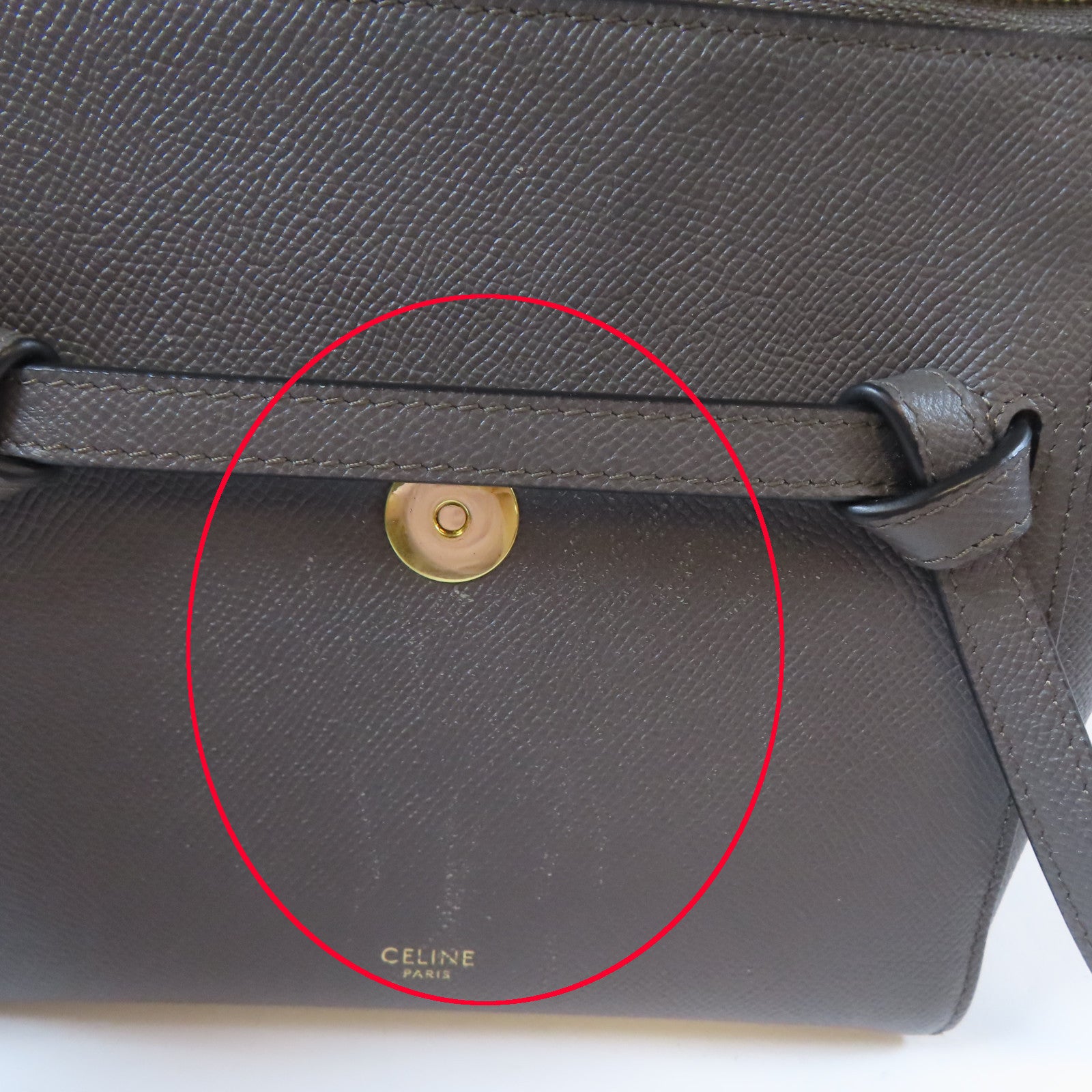 CELINE 牛皮皮革Nano Belt Bag金扣手挽肩背兩用袋灰色