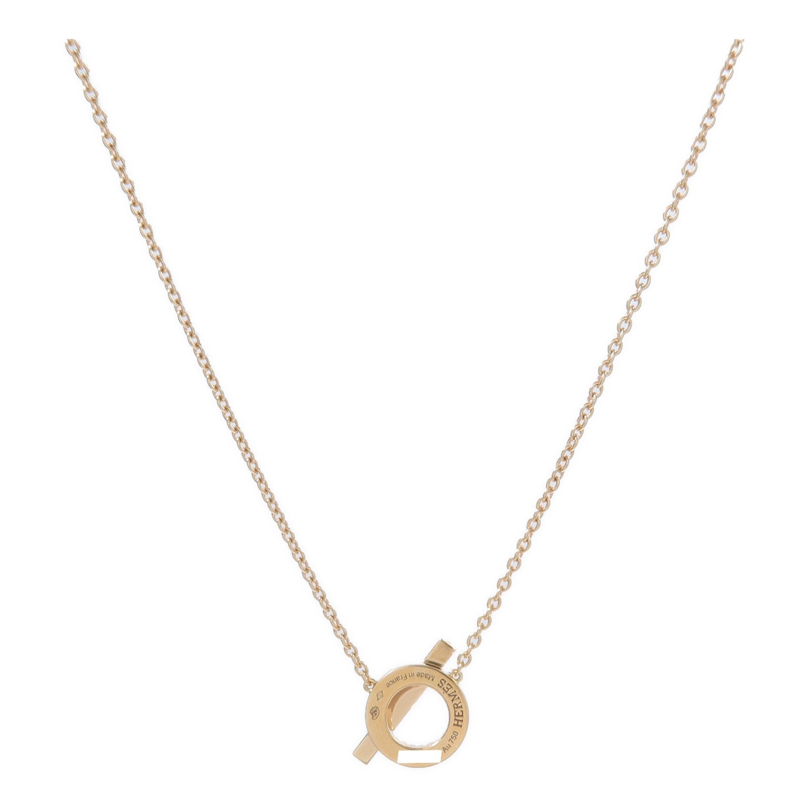 HERMES 18K玫瑰金Finesse Pendant鑽石項鍊