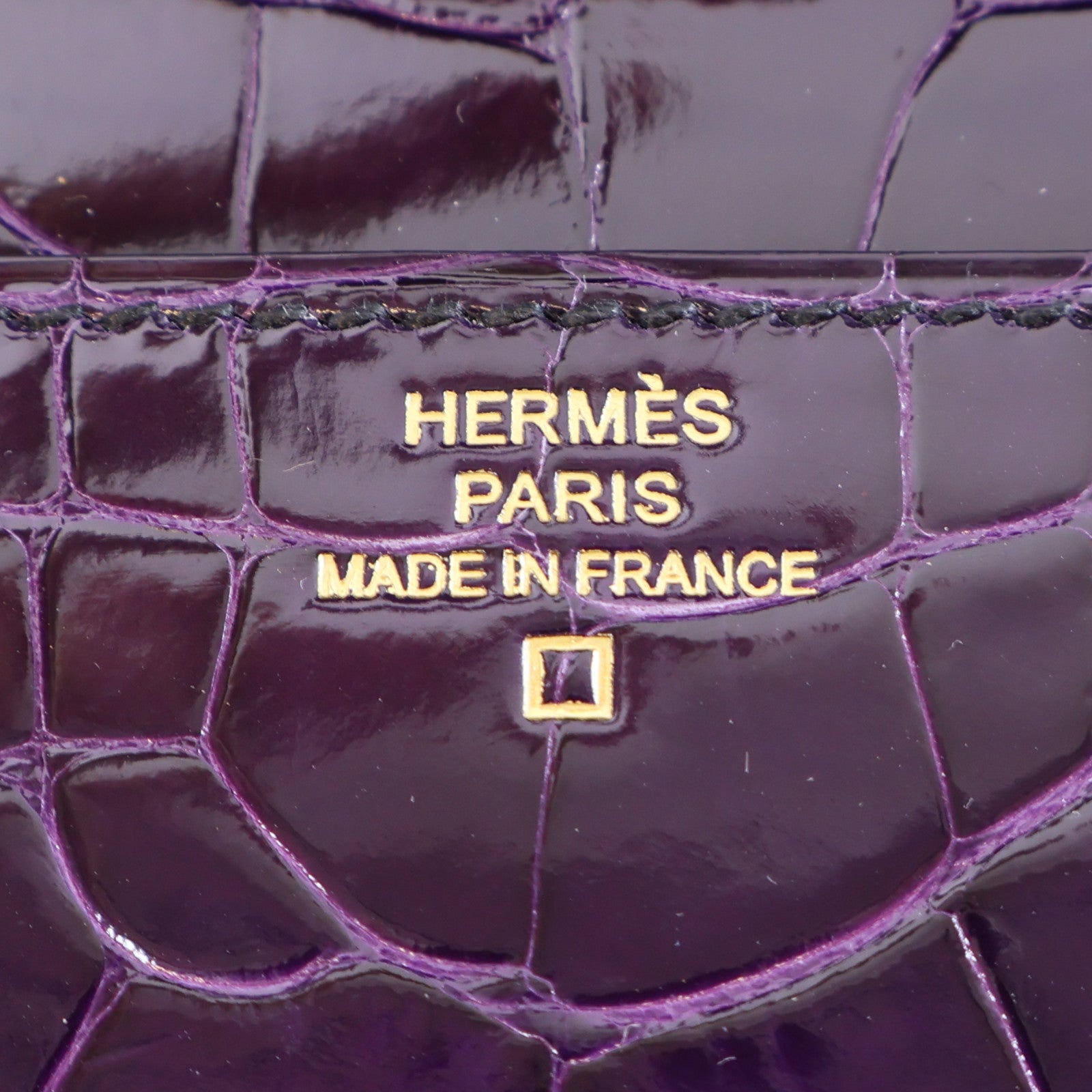 HERMES 【激減優惠】鱷魚皮革Constance Long Wallet金扣長錢包紫色