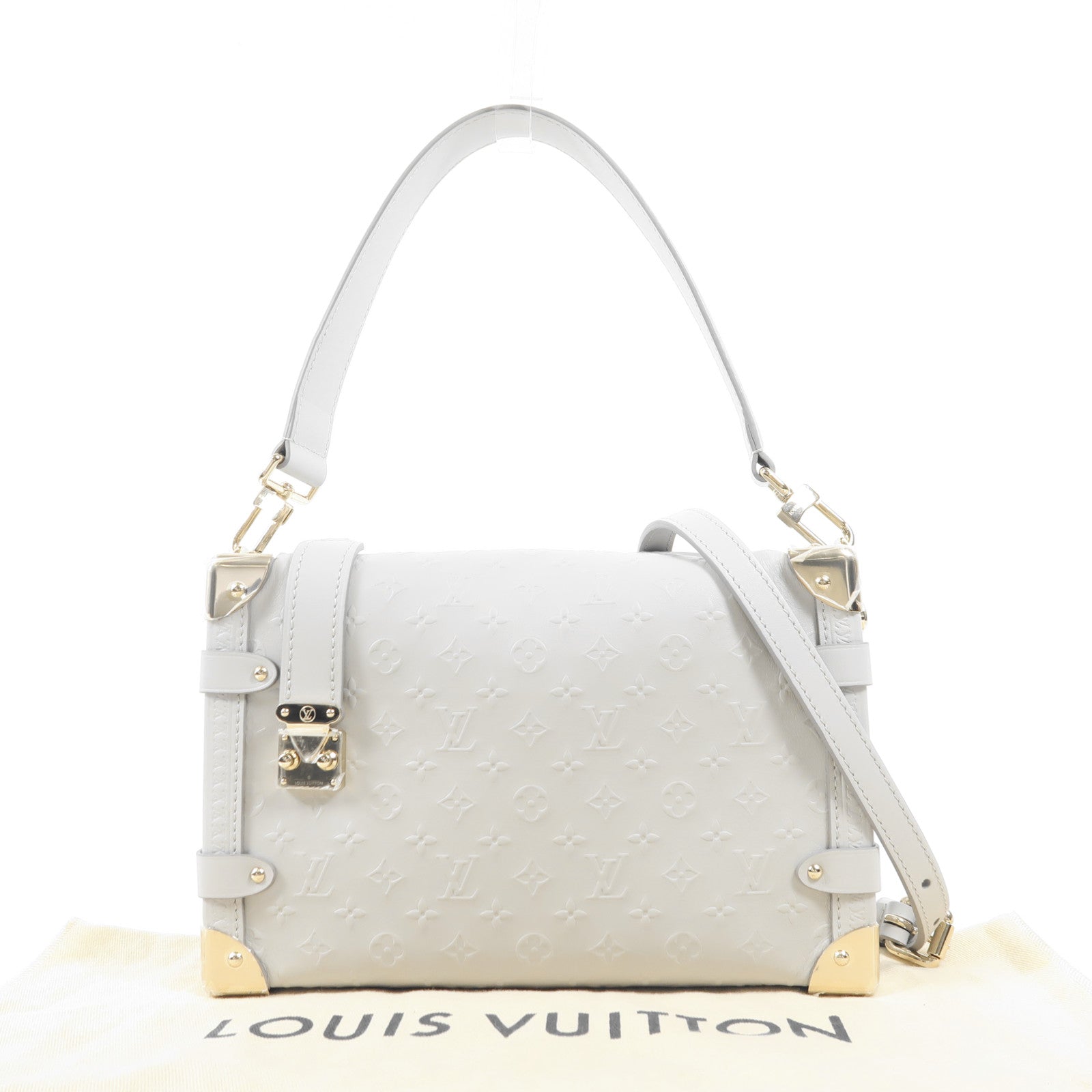 LOUIS VUITTON 牛皮皮革Side Trunk MM金扣手挽肩背兩用袋