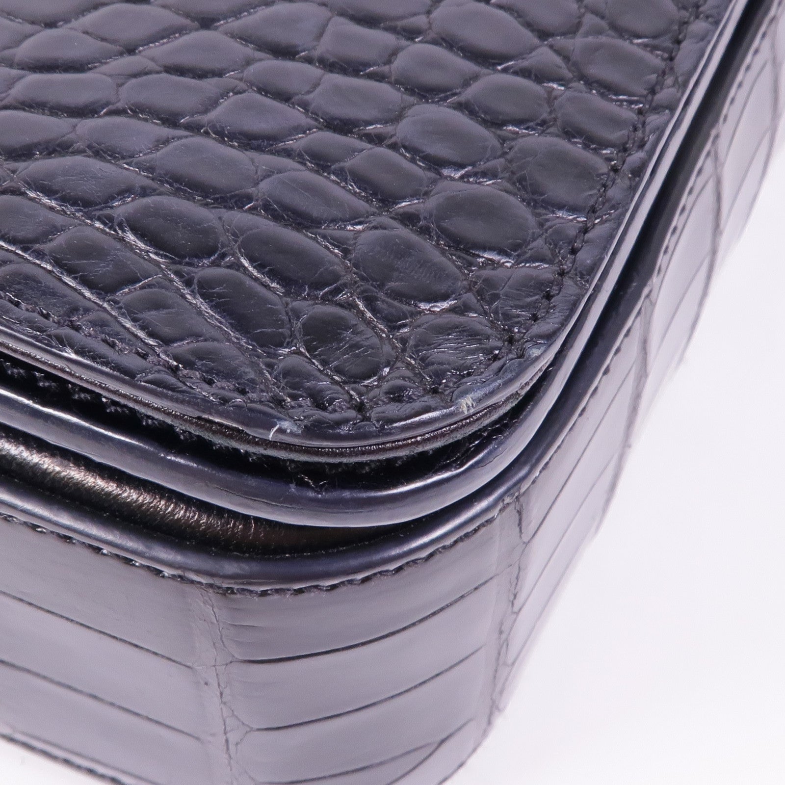 SAINT LAURENT 【激減優惠】鱷魚皮革Classic Universite金扣肩背袋