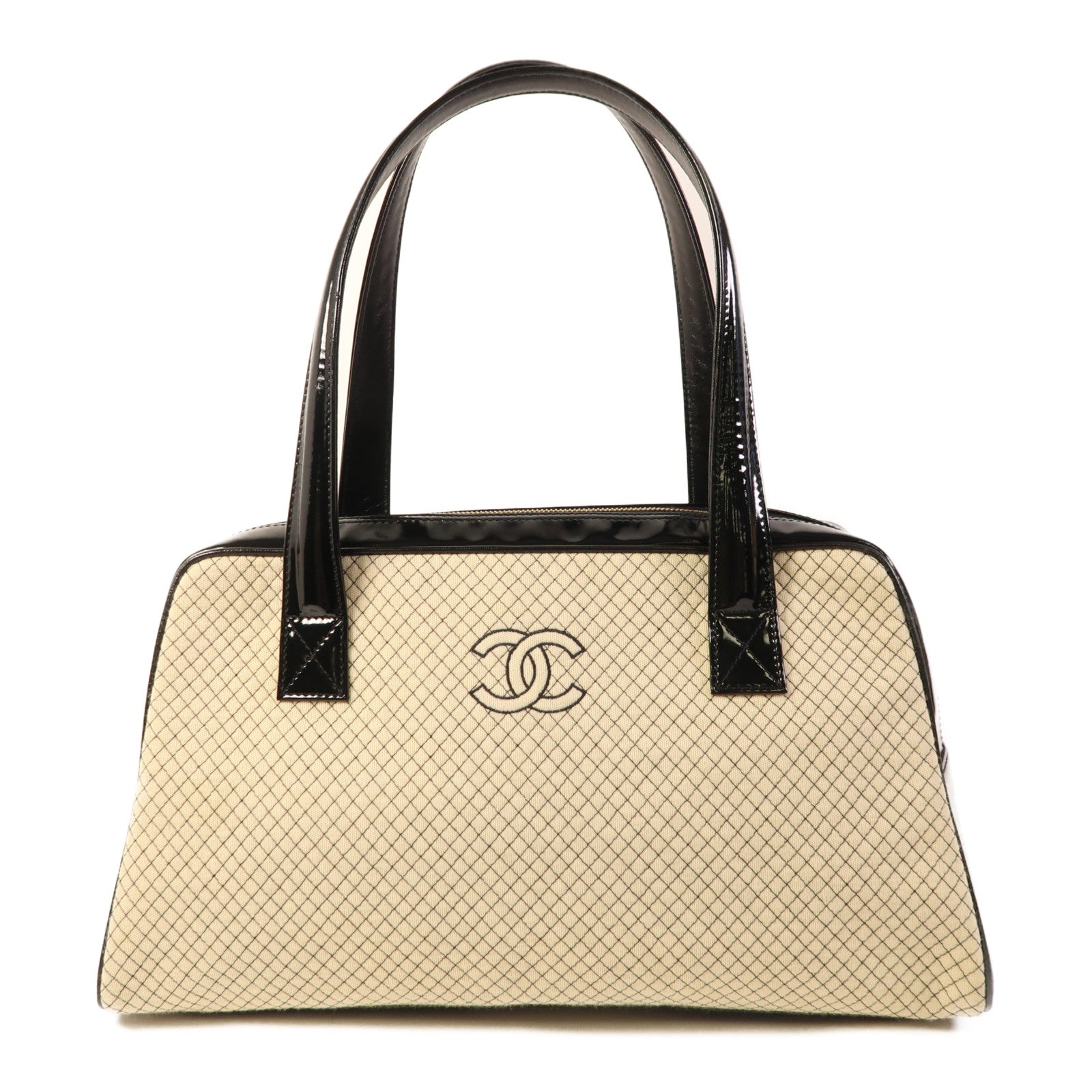 CHANEL 漆皮皮革Bowling Bag金扣肩背袋