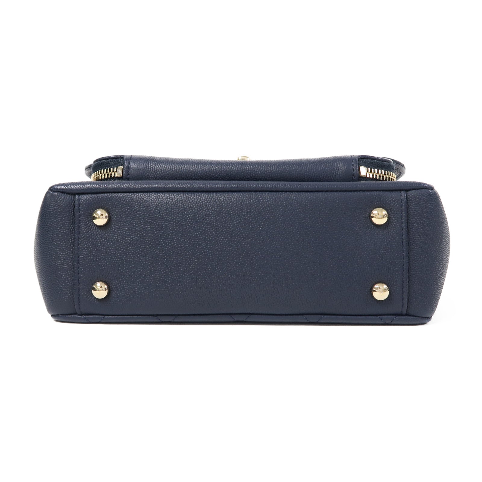 CHANEL 菱格牛皮皮革Shoulder Bag金扣鏈帶肩背袋藍色