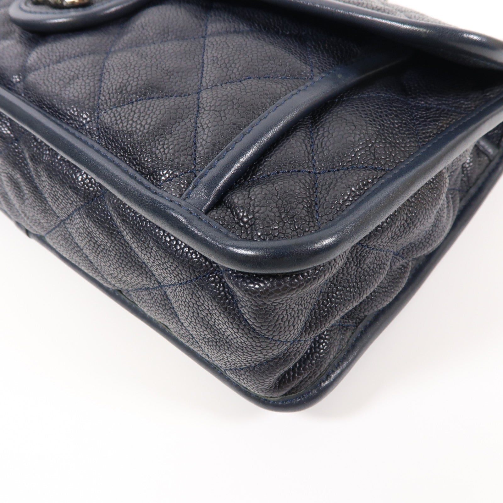 CHANEL 牛皮皮革Chain Shoulder銀扣鏈帶肩背袋