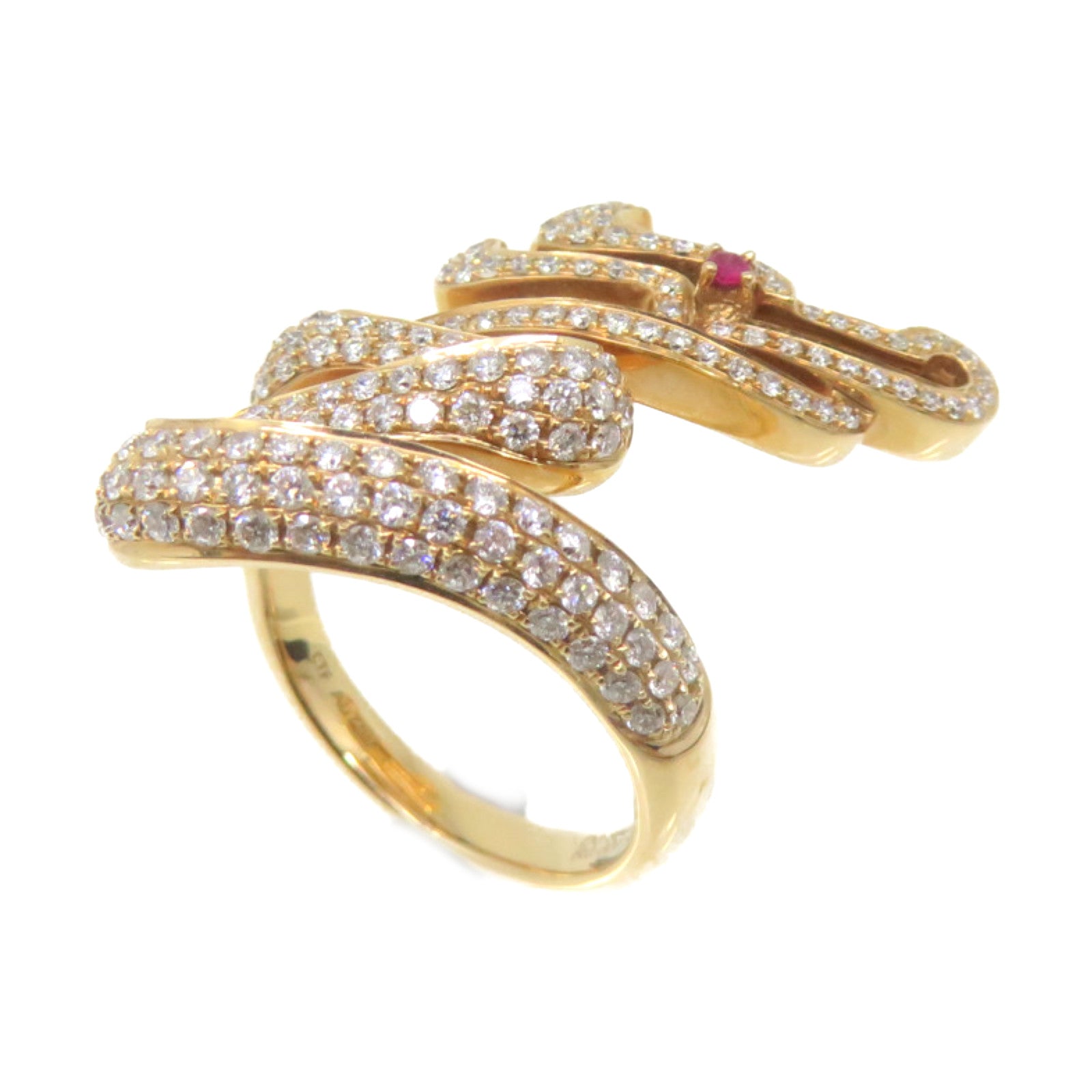 JEWELRY 【激減優惠】18K玫瑰金/0.884ct鑽石/0.02ct紅寶石Diamond Ring戒指US#5.75