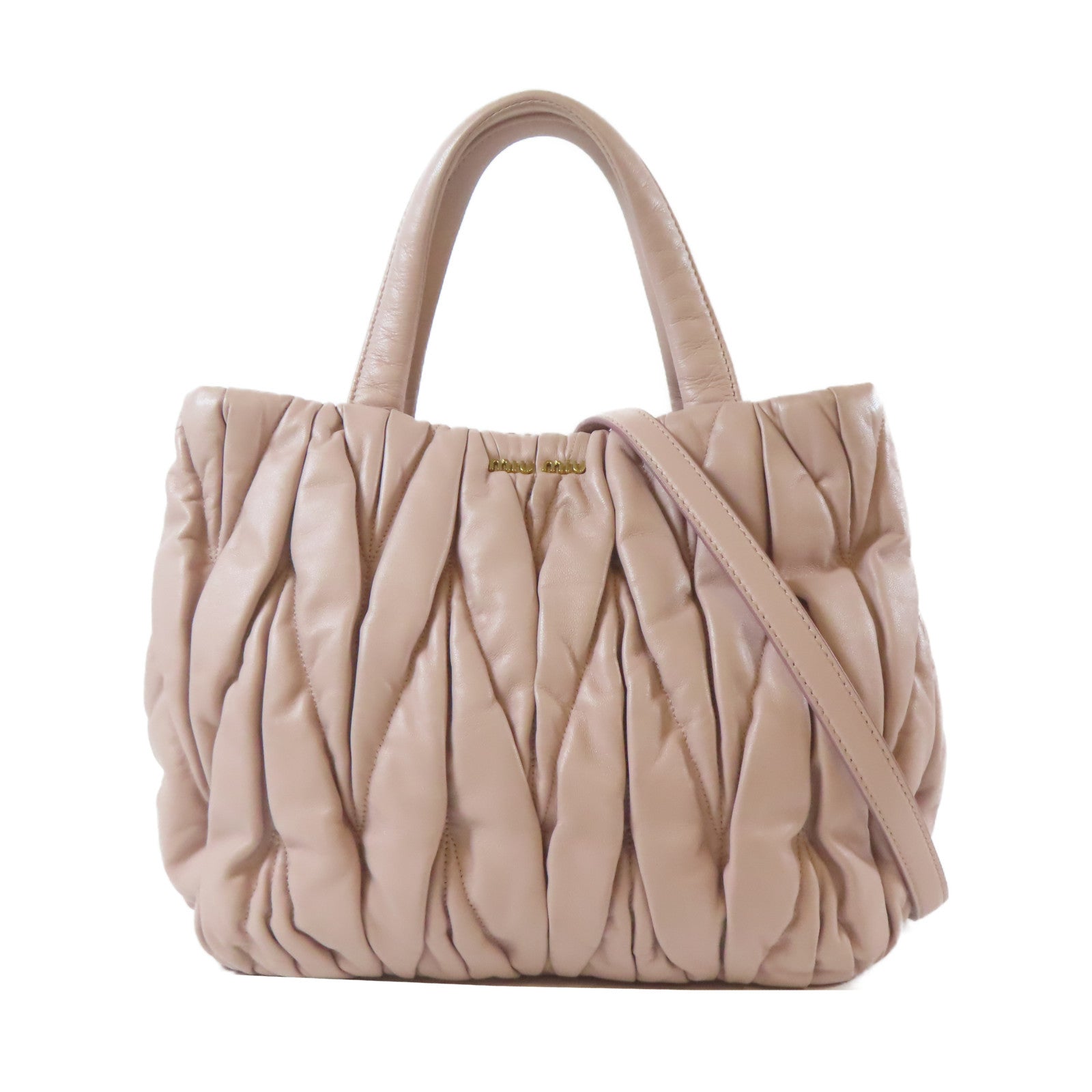 Miu Miu 皮革2 Way Shoulder金扣手挽肩背兩用袋粉紅色