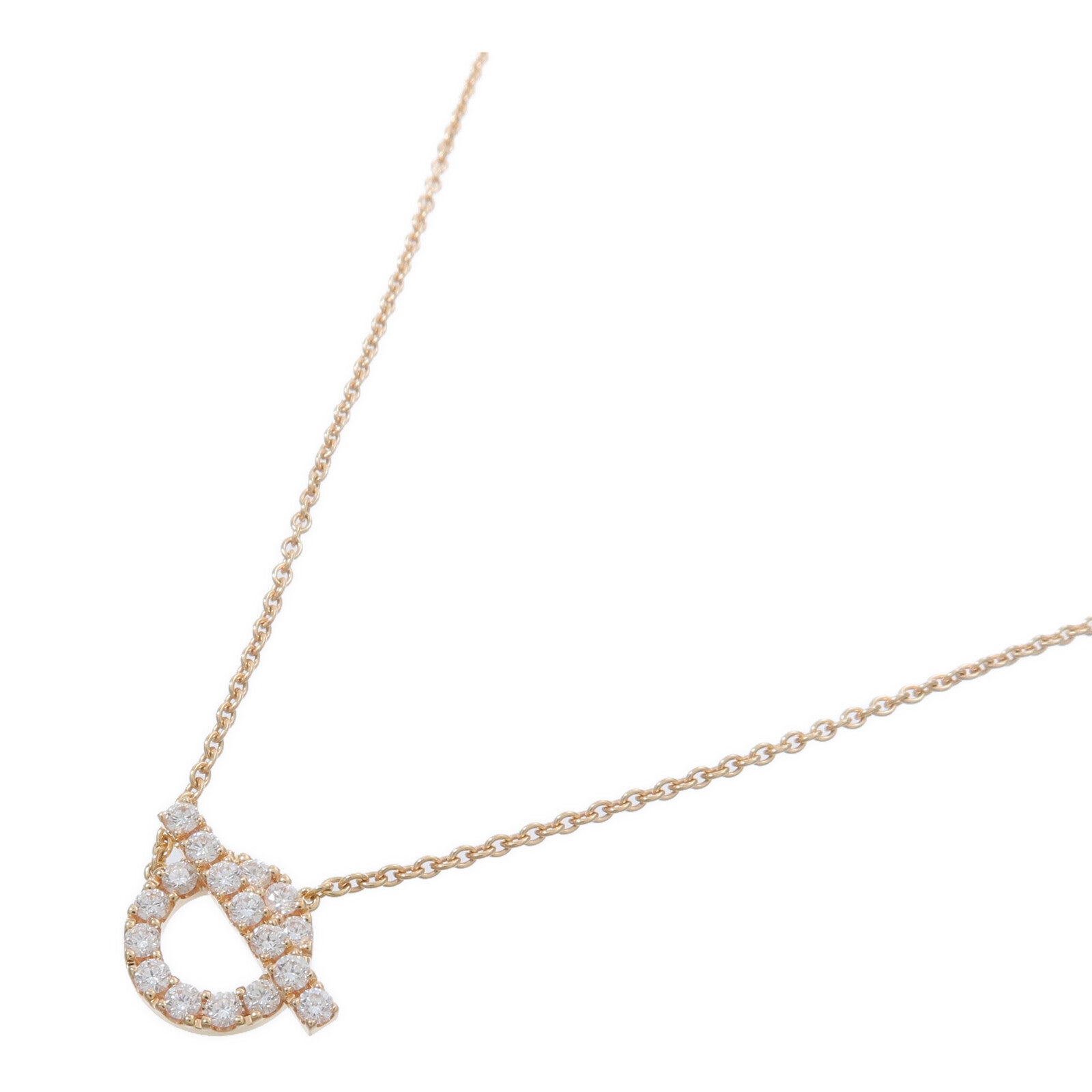 HERMES 18K玫瑰金Finesse Pendant鑽石項鍊