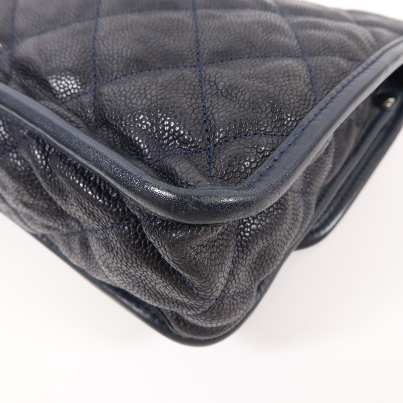 CHANEL 牛皮皮革Chain Shoulder銀扣鏈帶肩背袋