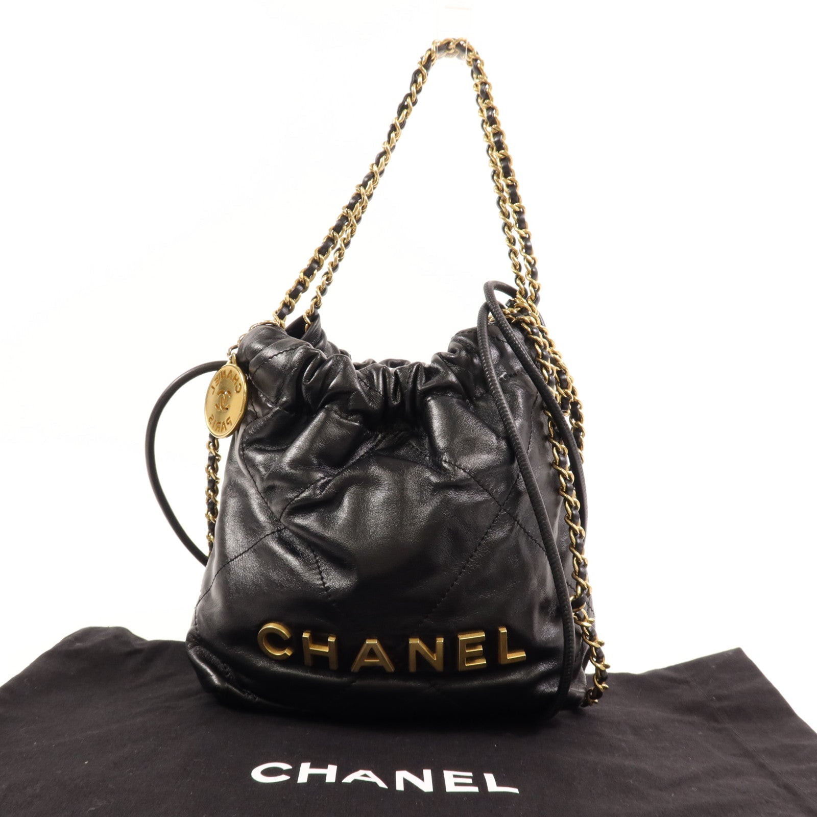 CHANEL 牛皮皮革Chanel Mini 22金扣手挽肩背兩用袋