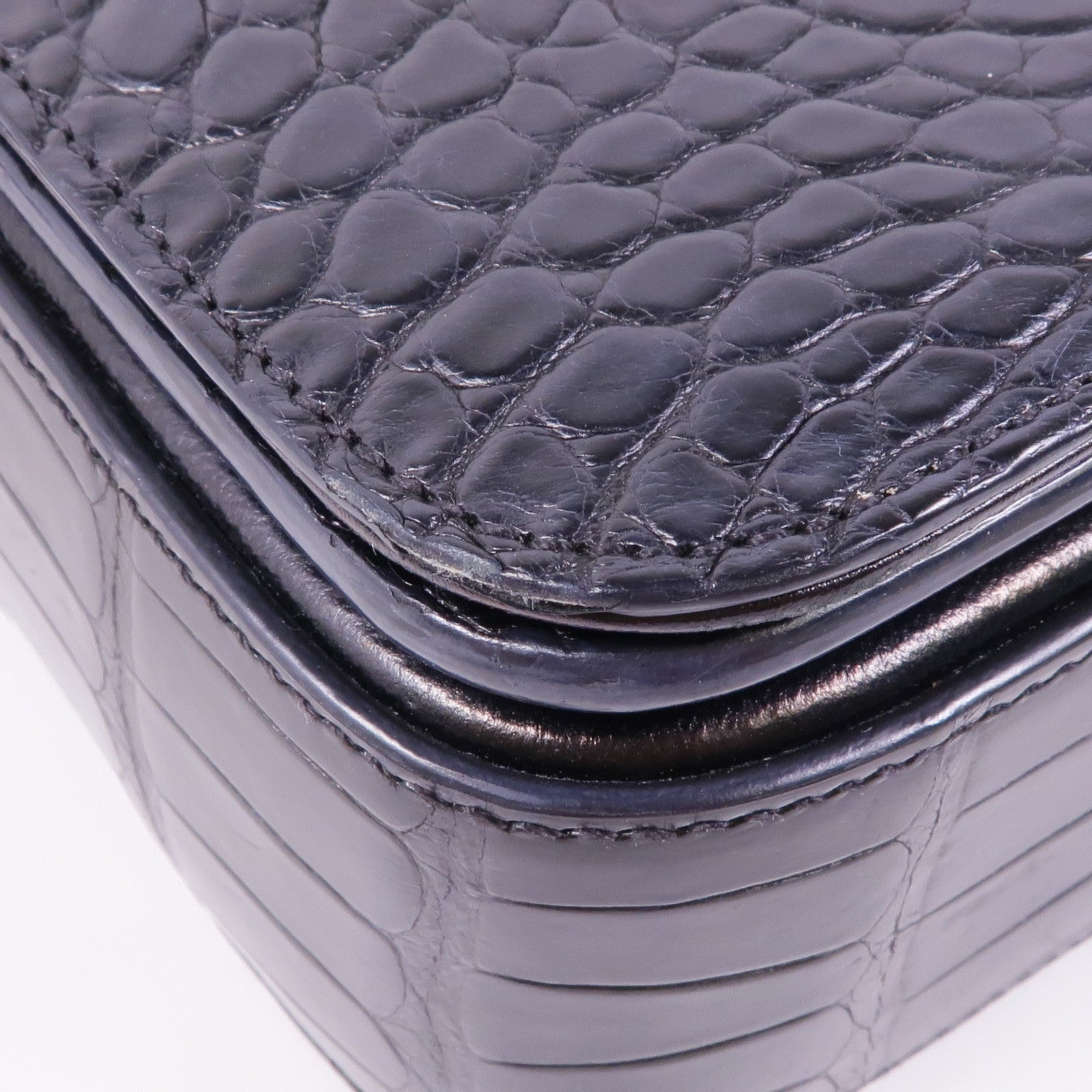 SAINT LAURENT 【激減優惠】鱷魚皮革Classic Universite金扣肩背袋