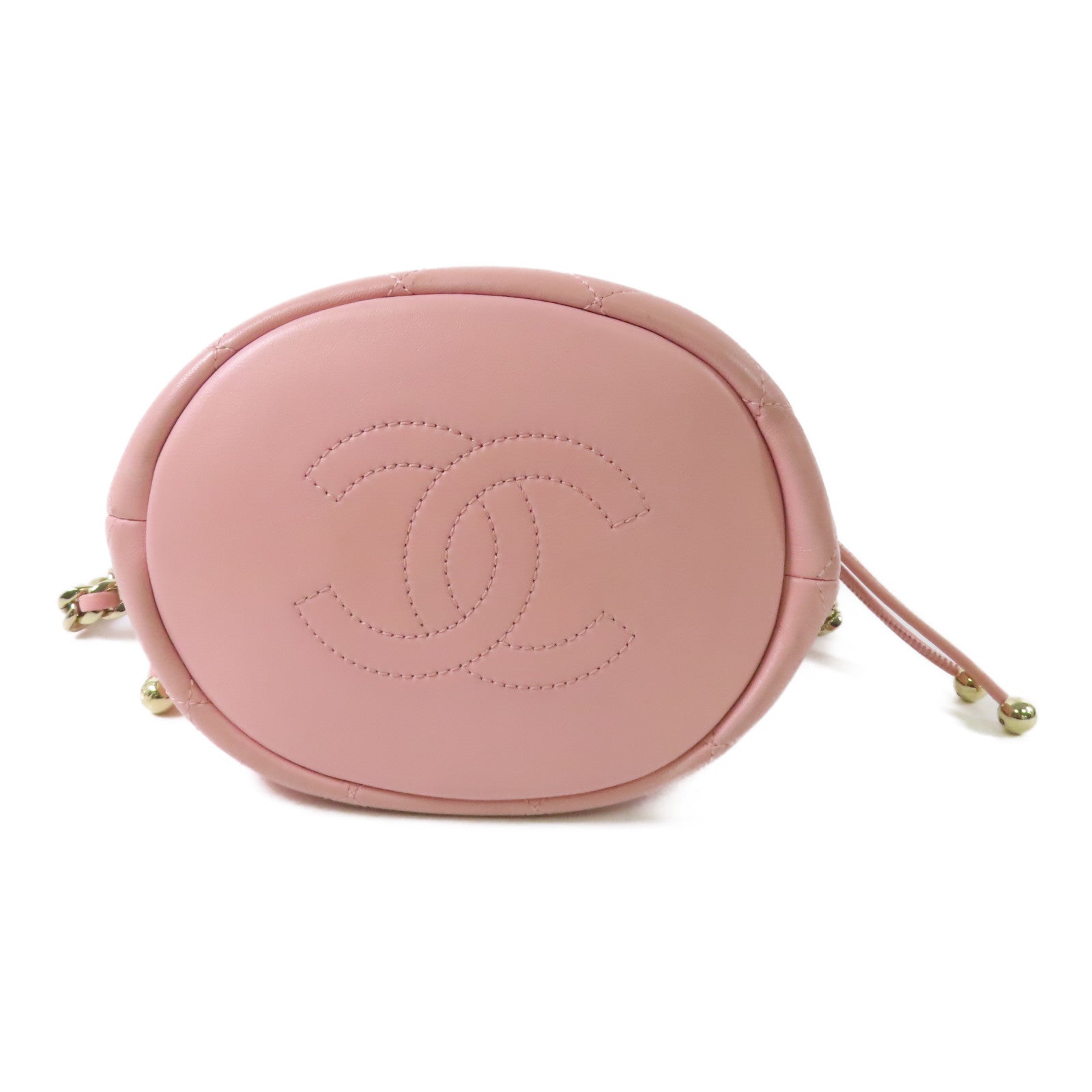 CHANEL 牛皮皮革Chain Drawstring Bucket金扣手挽肩背兩用袋