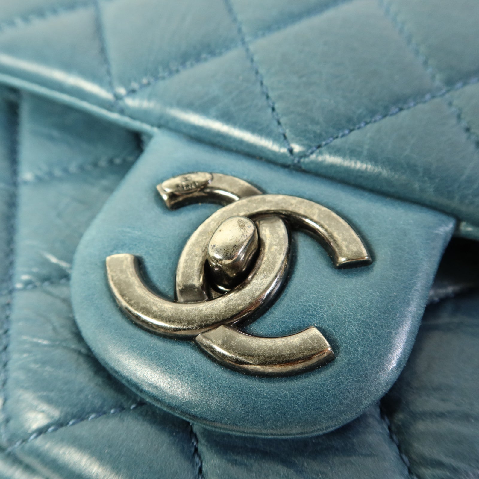 CHANEL 牛皮皮革Chain Shoulder銀扣鏈帶肩背袋