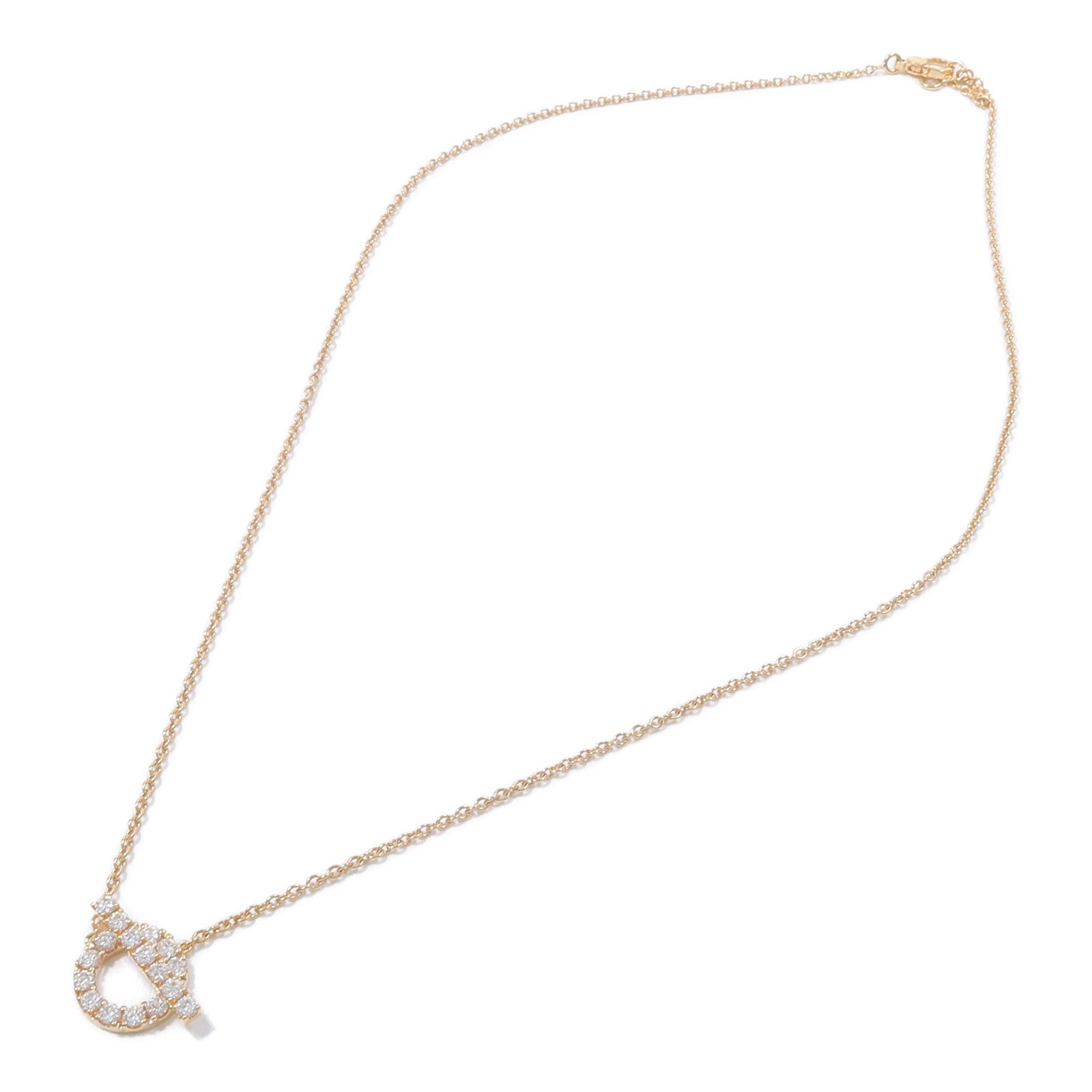 HERMES 18K玫瑰金Finesse Pendant鑽石項鍊