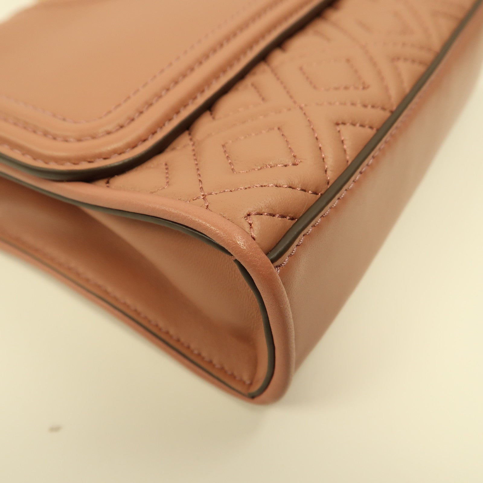 Tory Burch 牛皮皮革Chain Shoulder金扣鏈帶肩背袋粉紅色