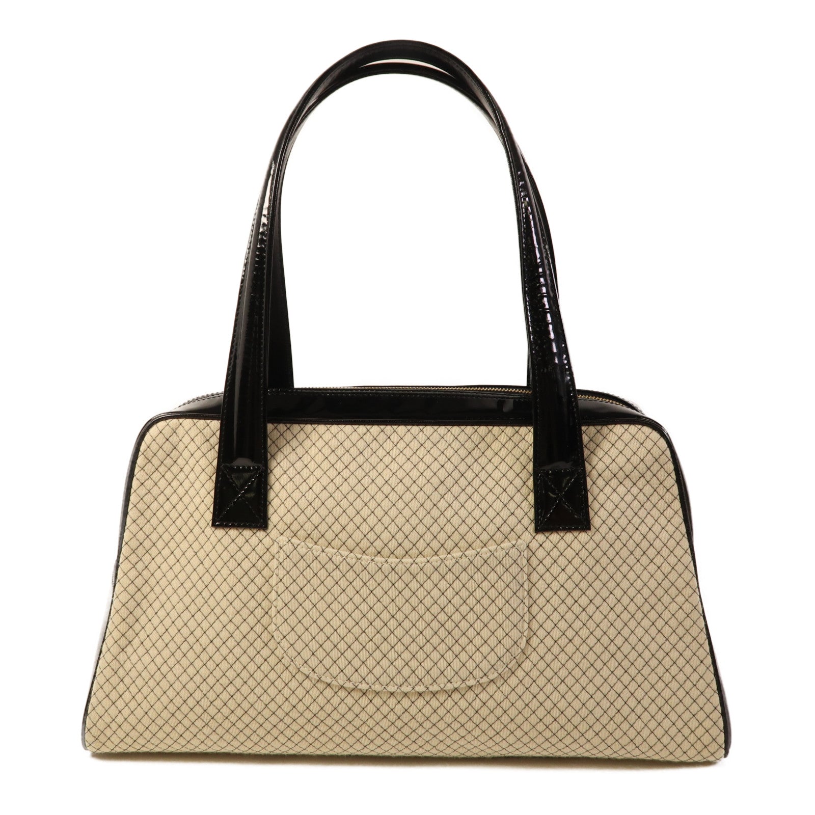 CHANEL 漆皮皮革Bowling Bag金扣肩背袋