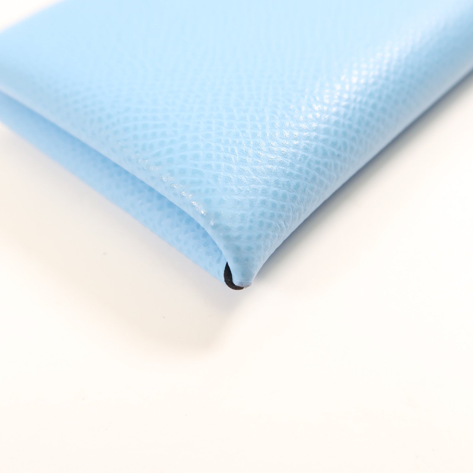 HERMES Epsom皮革Calvi銀扣卡片套Bleu Azteque