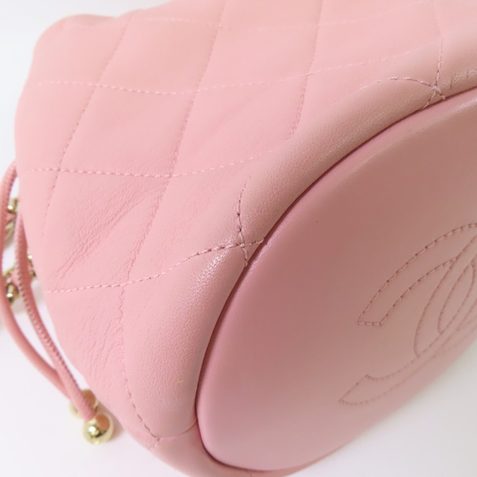 CHANEL 牛皮皮革Chain Drawstring Bucket金扣手挽肩背兩用袋