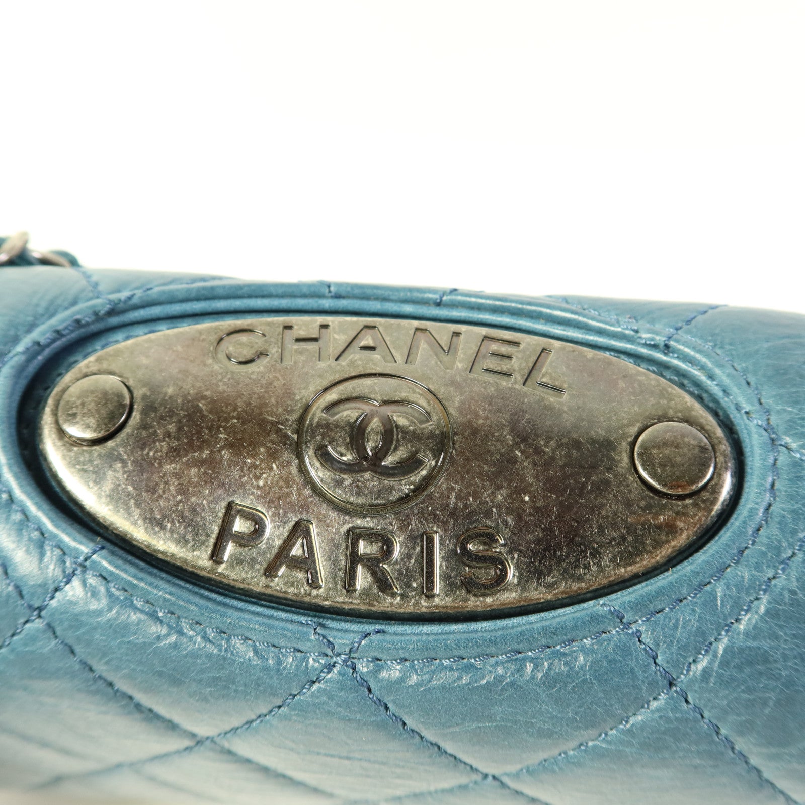 CHANEL 牛皮皮革Chain Shoulder銀扣鏈帶肩背袋