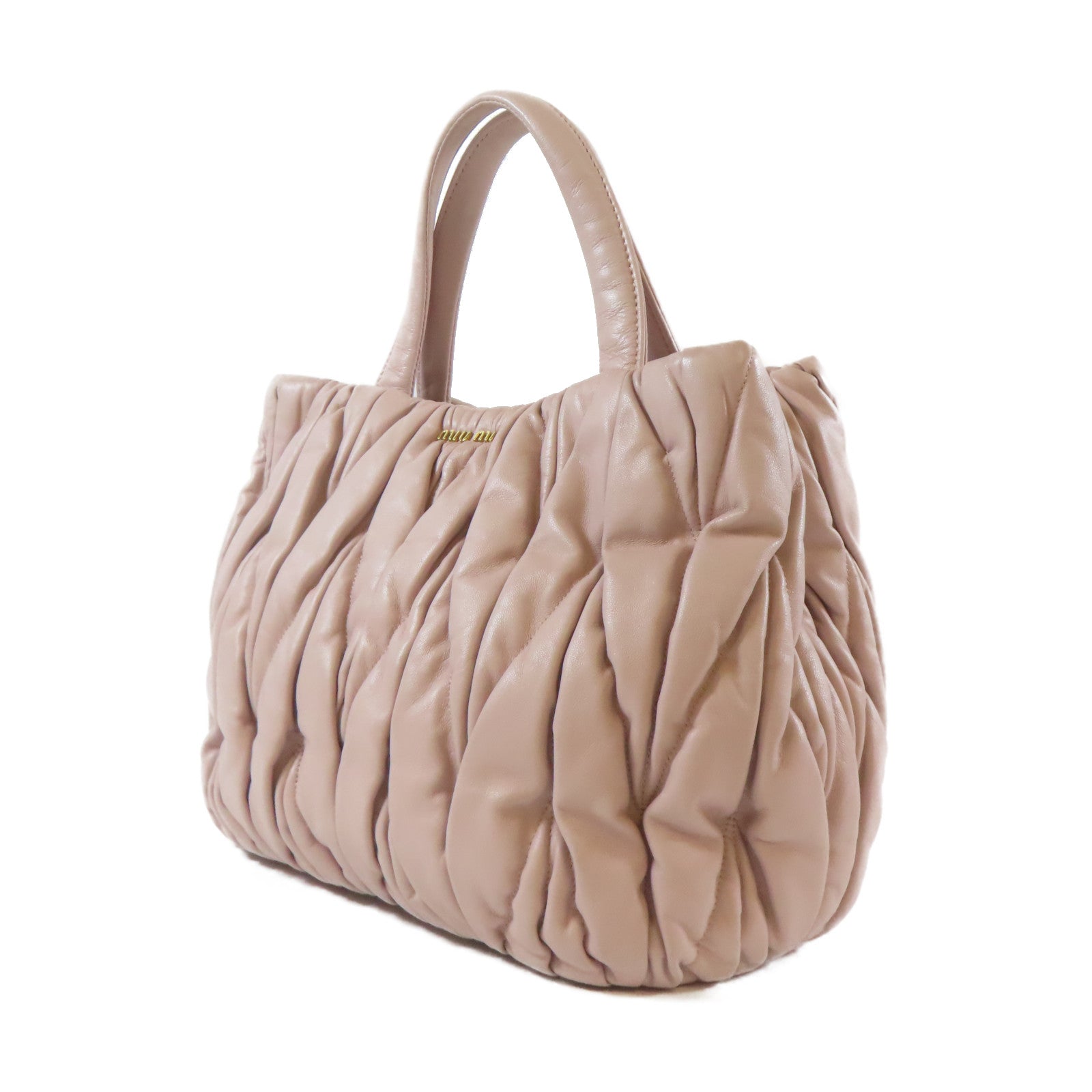 Miu Miu 皮革2 Way Shoulder金扣手挽肩背兩用袋粉紅色