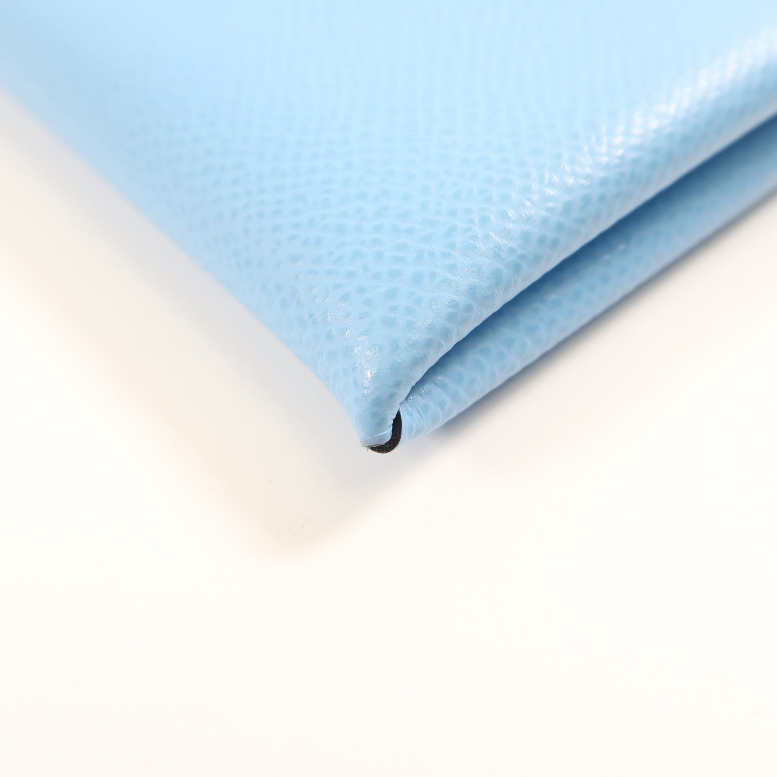 HERMES Epsom皮革Calvi銀扣卡片套Bleu Azteque