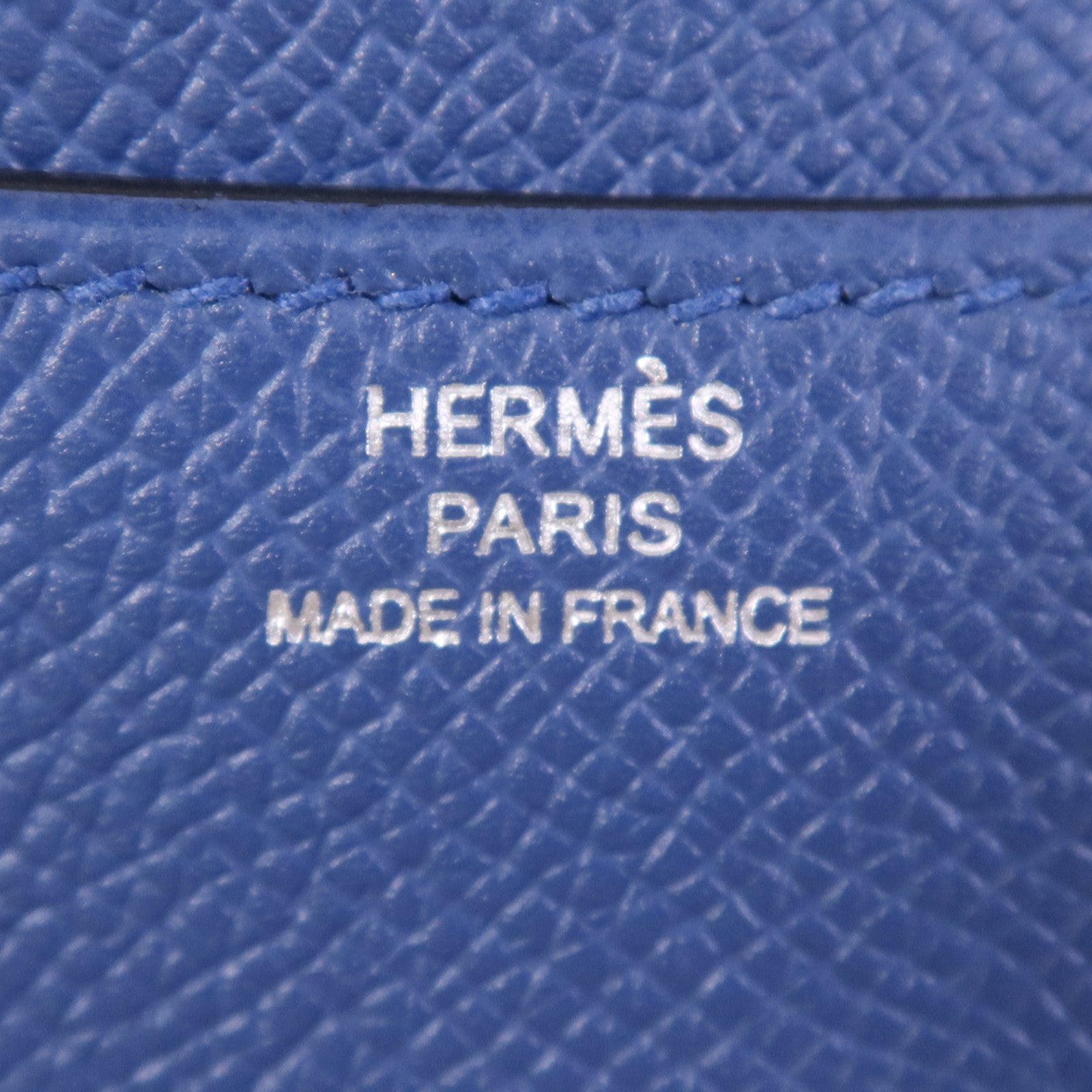 HERMES Epsom皮革Constance Mini銀扣肩背袋Bleu Agate/Gris Mouette