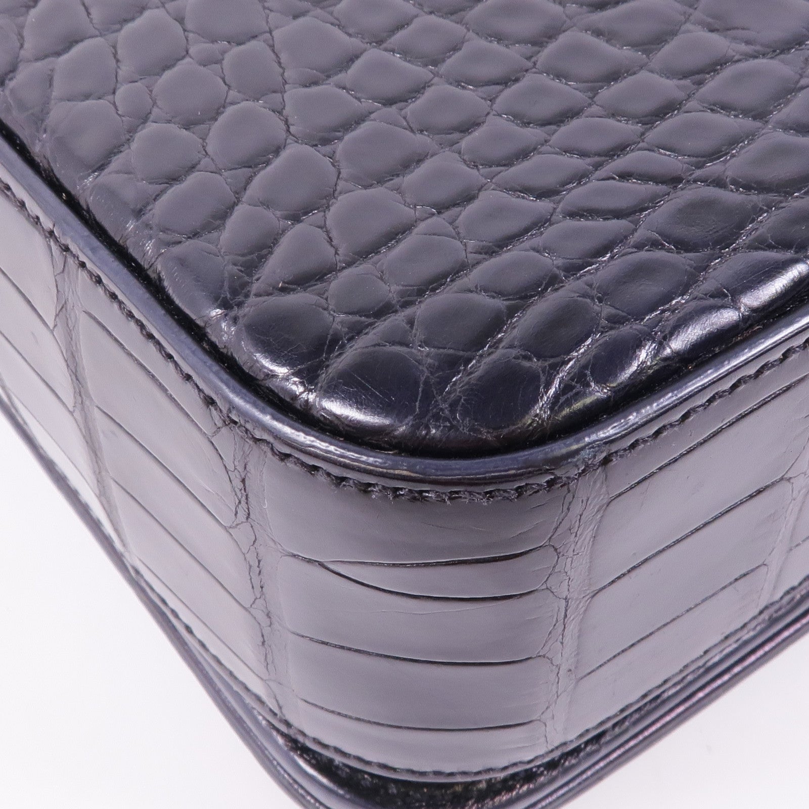 SAINT LAURENT 【激減優惠】鱷魚皮革Classic Universite金扣肩背袋