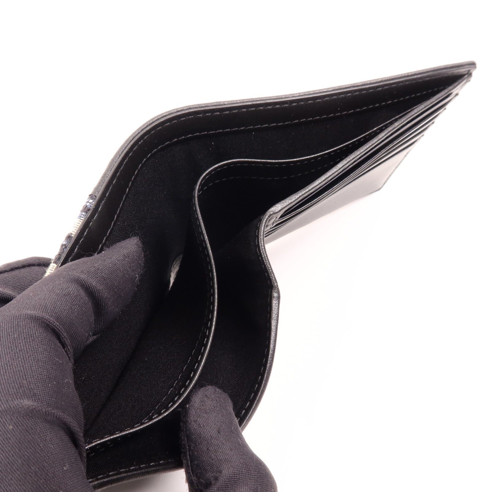 Dior 牛皮皮革/帆布Saddle Bifold Wallet銀扣錢包