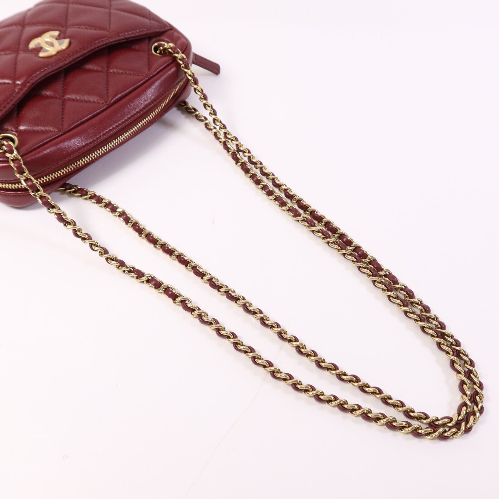 CHANEL 牛皮皮革Camera Bag金扣鏈帶肩背袋