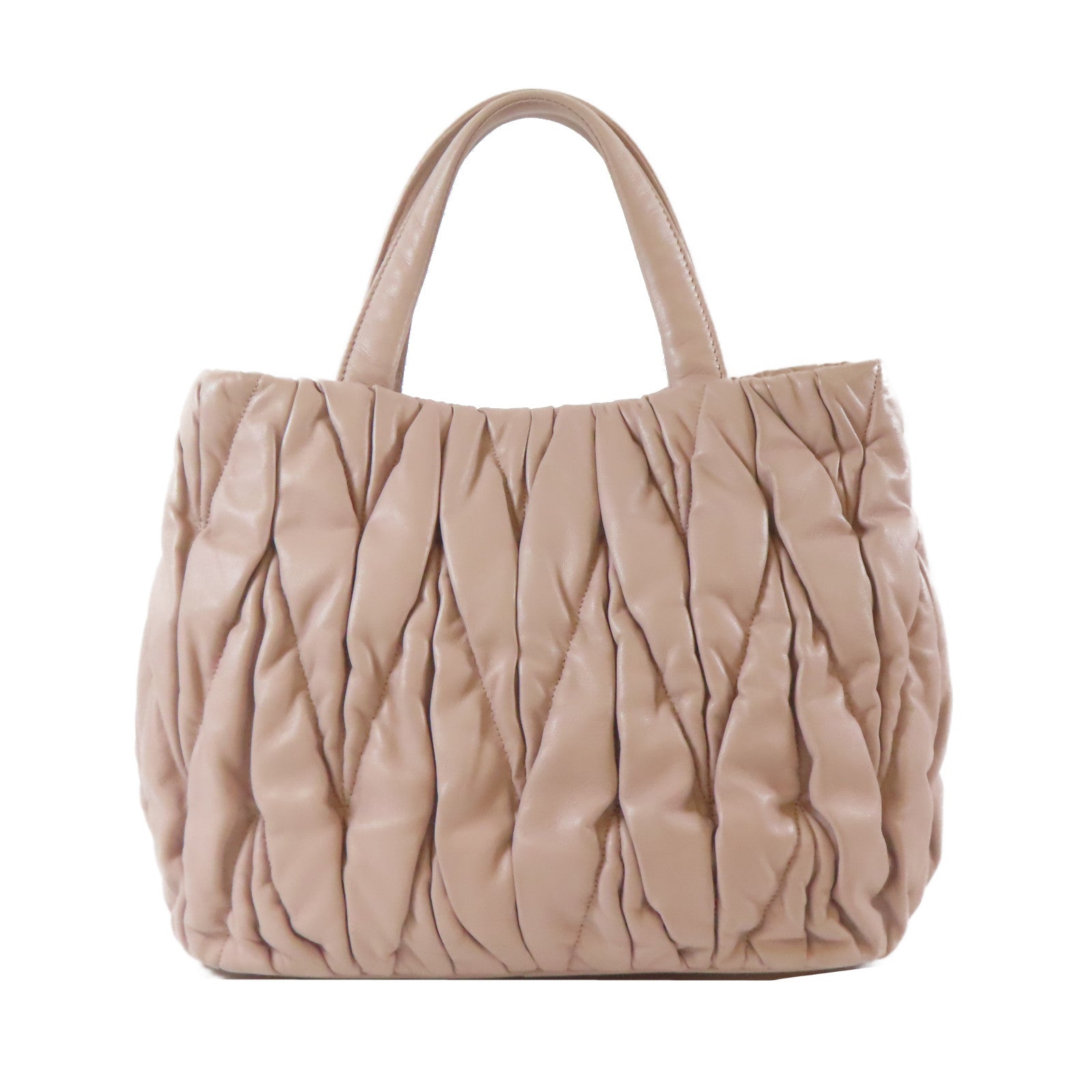 Miu Miu 皮革2 Way Shoulder金扣手挽肩背兩用袋粉紅色