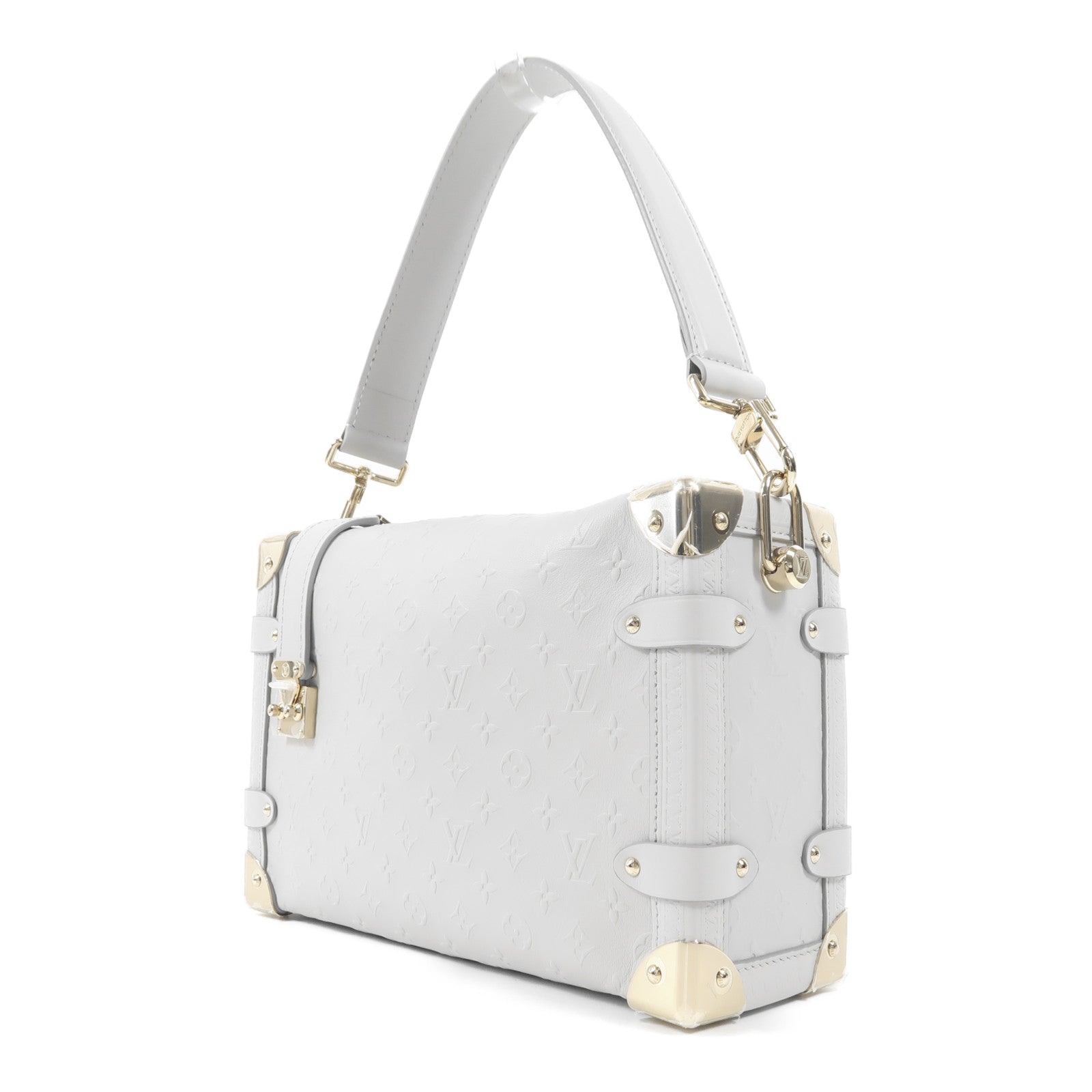 LOUIS VUITTON 牛皮皮革Side Trunk MM金扣手挽肩背兩用袋