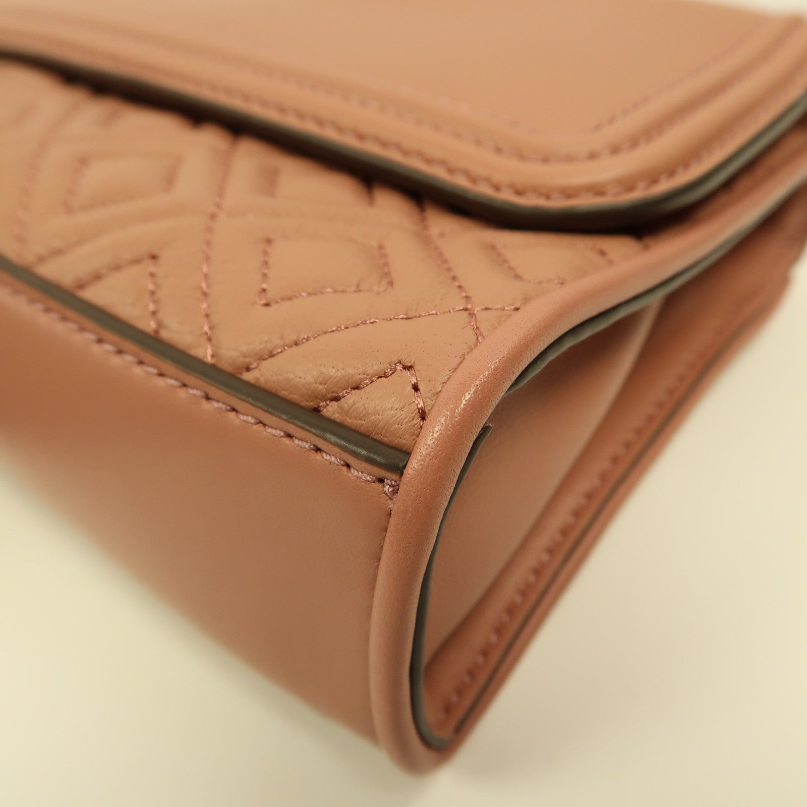 Tory Burch 牛皮皮革Chain Shoulder金扣鏈帶肩背袋粉紅色