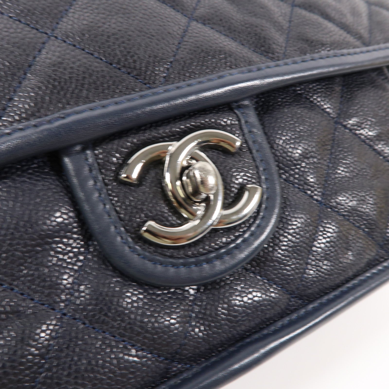 CHANEL 牛皮皮革Chain Shoulder銀扣鏈帶肩背袋